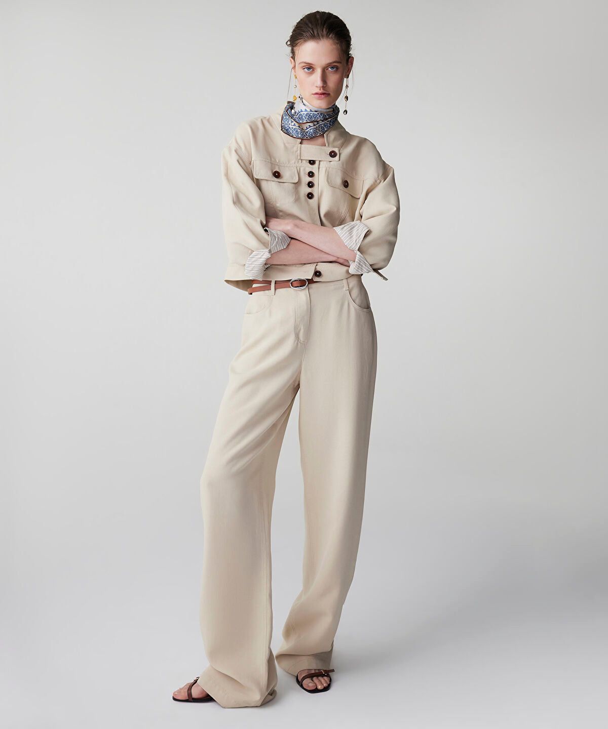 Belted Straight Trousers