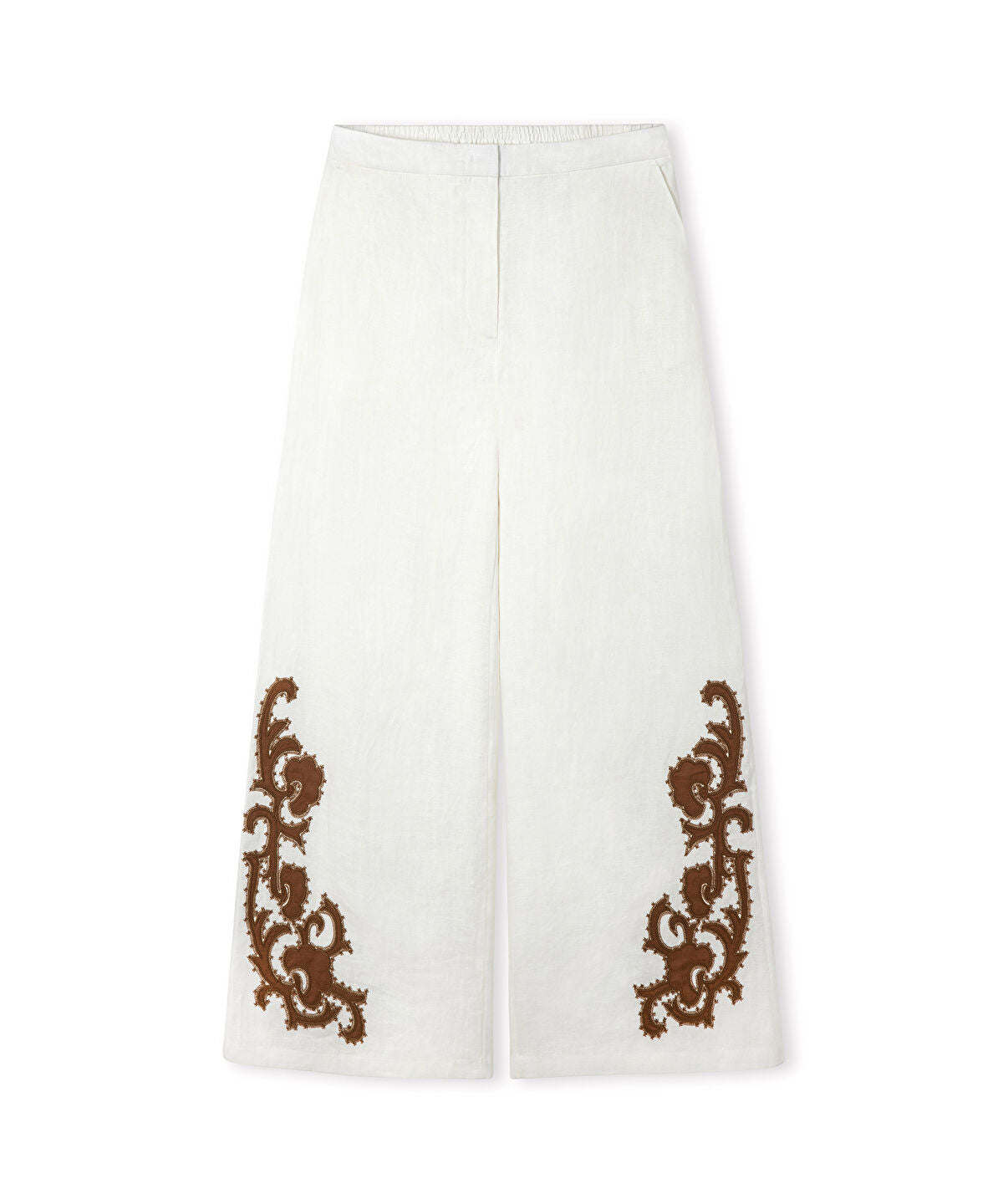 Embroidered Linen Trousers