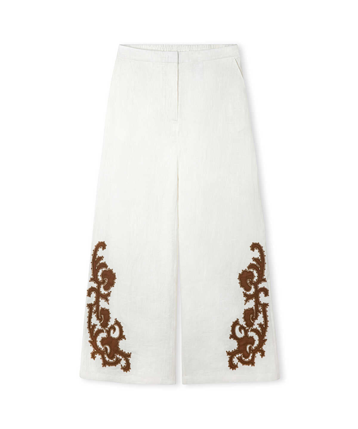 Embroidered Linen Trousers