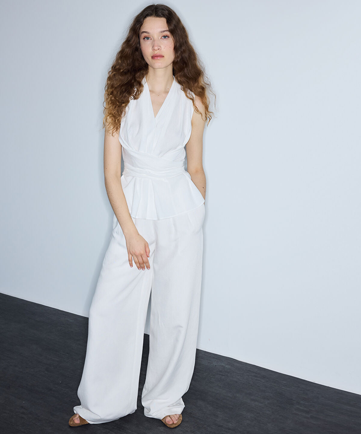 Double-Pleated Wide-Leg Trousers