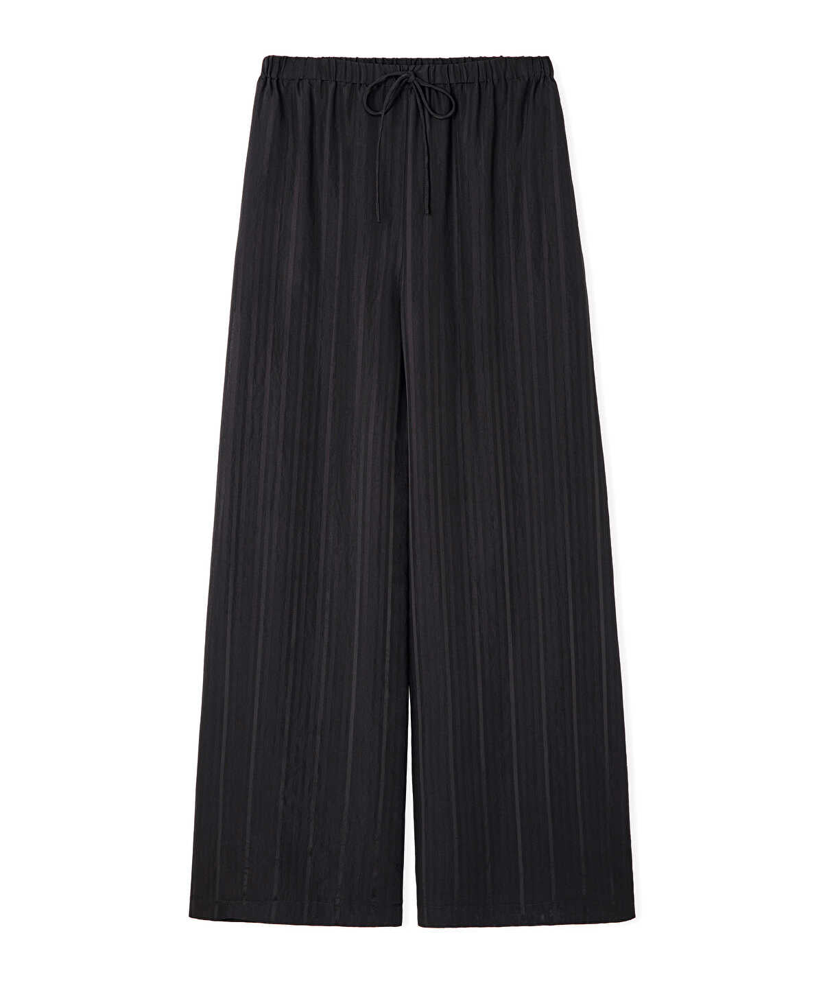 Self-Stripe Wide-Leg Trousers