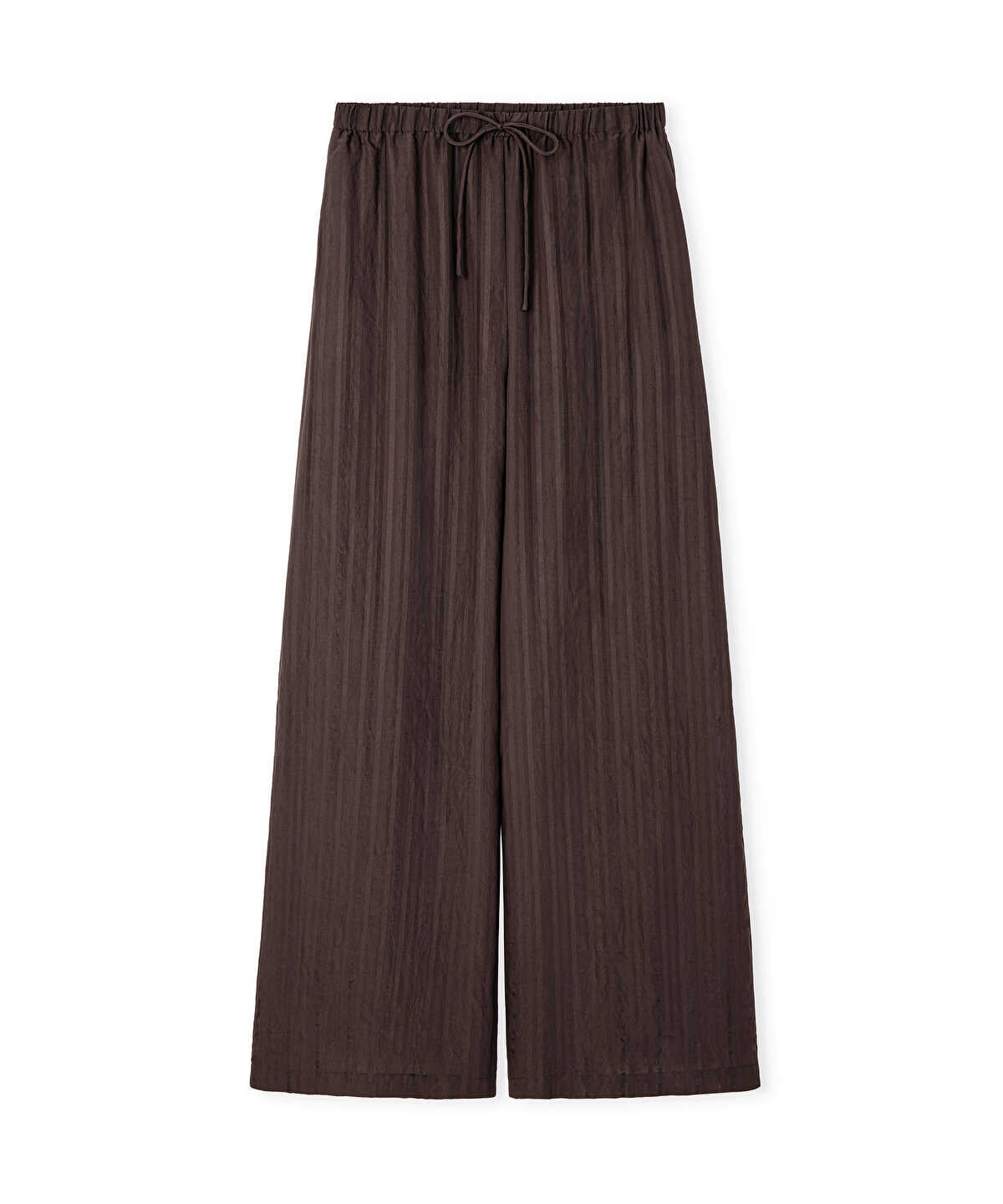 Self-Stripe Wide-Leg Trousers