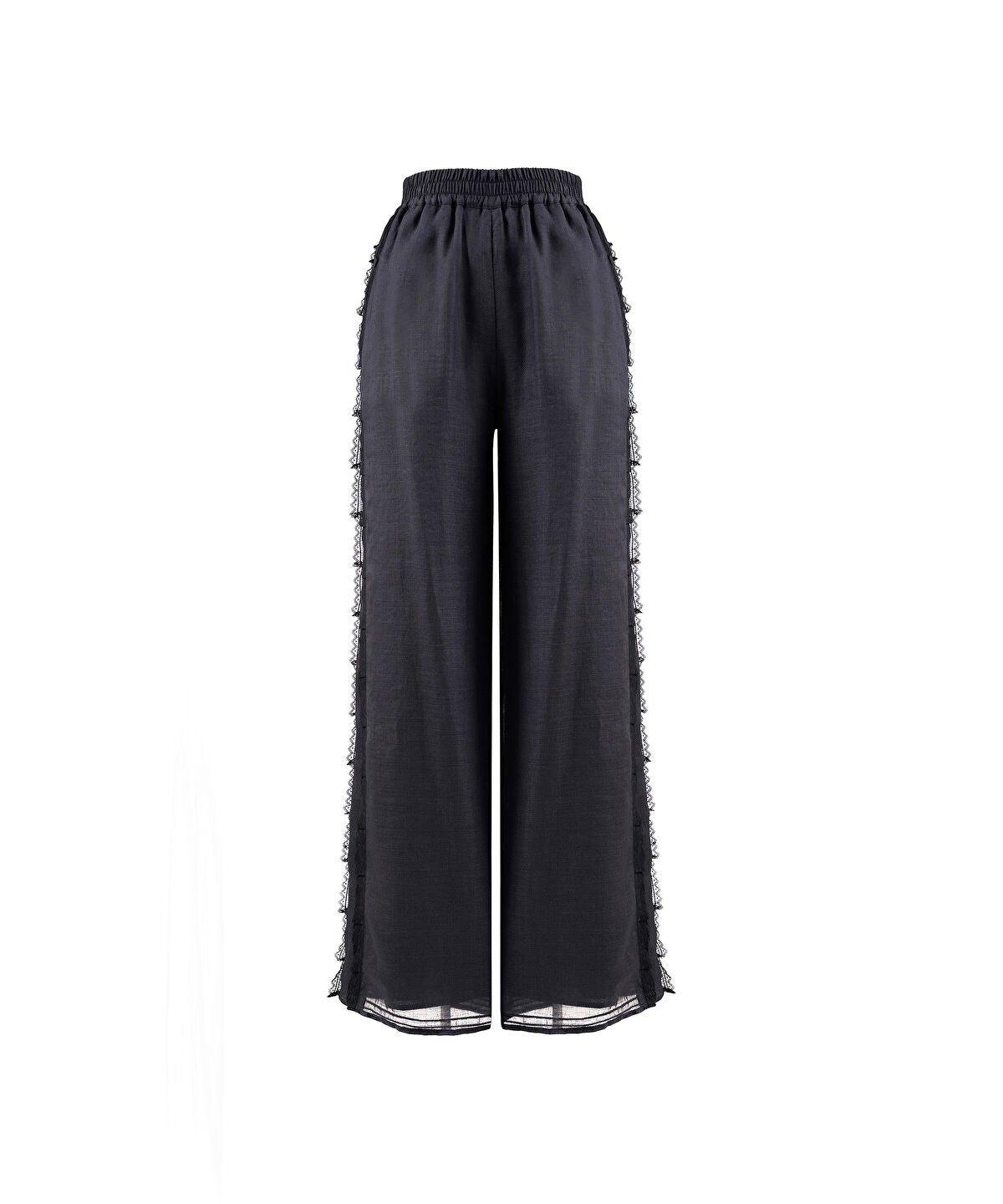Lace-Trim Wide-Leg Trousers