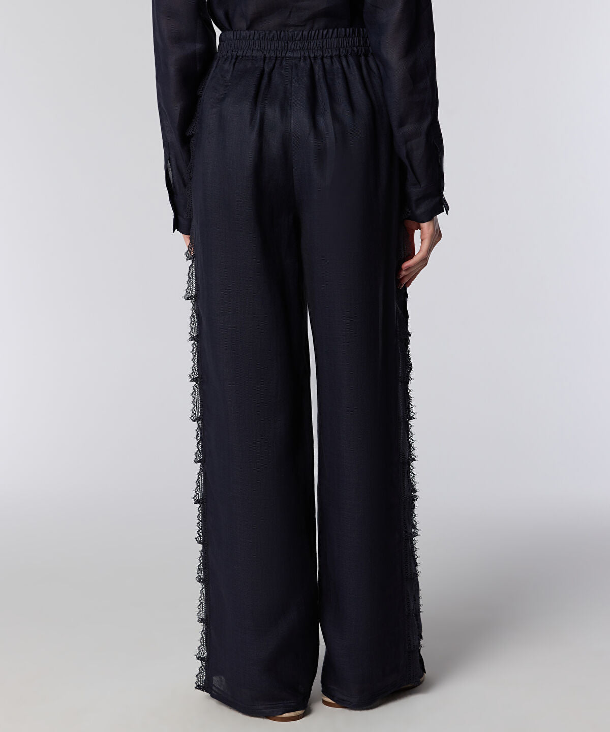 Lace-Trim Wide-Leg Trousers
