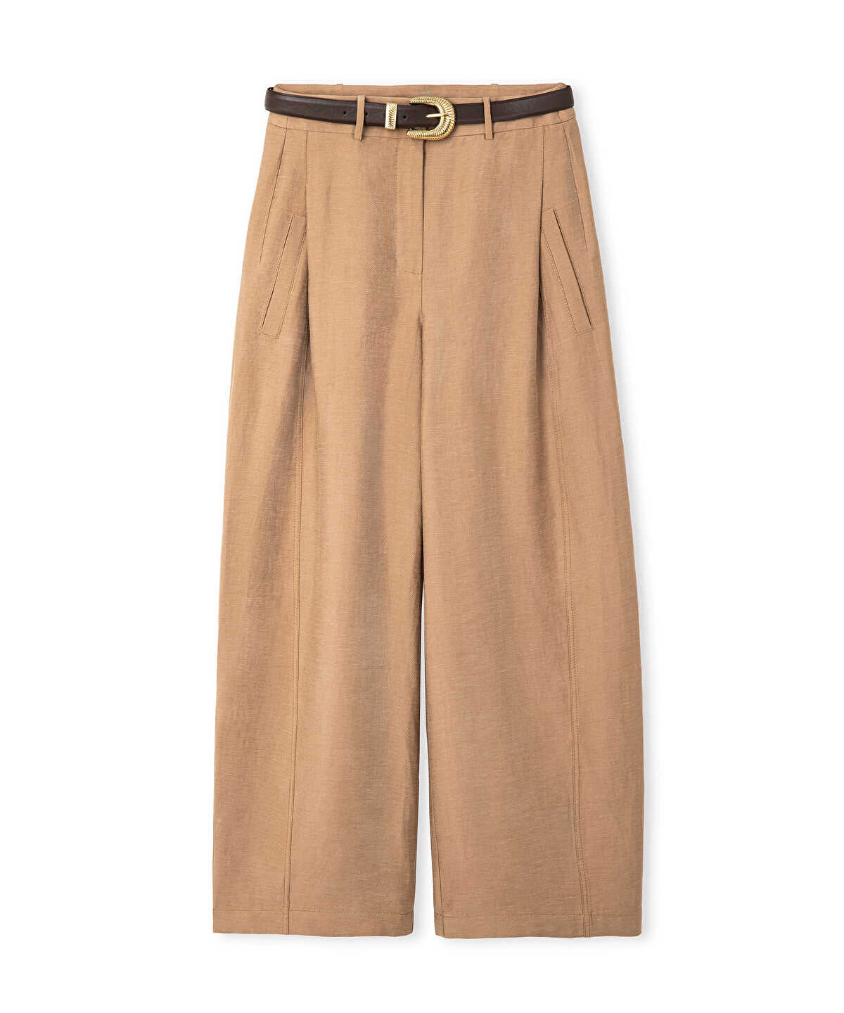 Belted Barrel-Fit Trousers