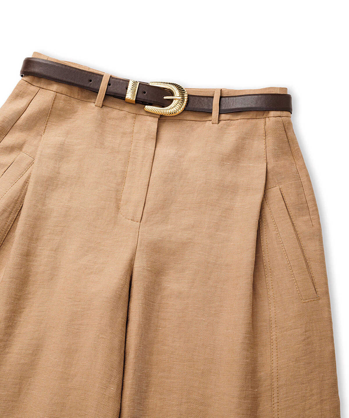 Belted Barrel-Fit Trousers
