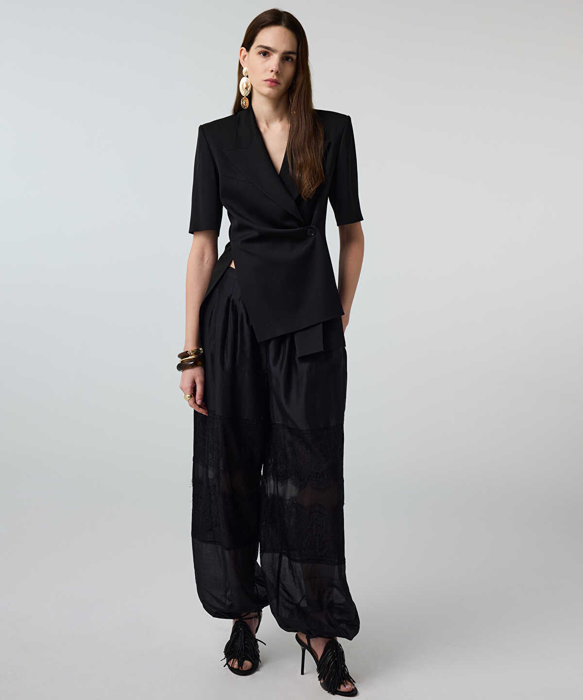 Lace-Trimmed Balloon Trousers