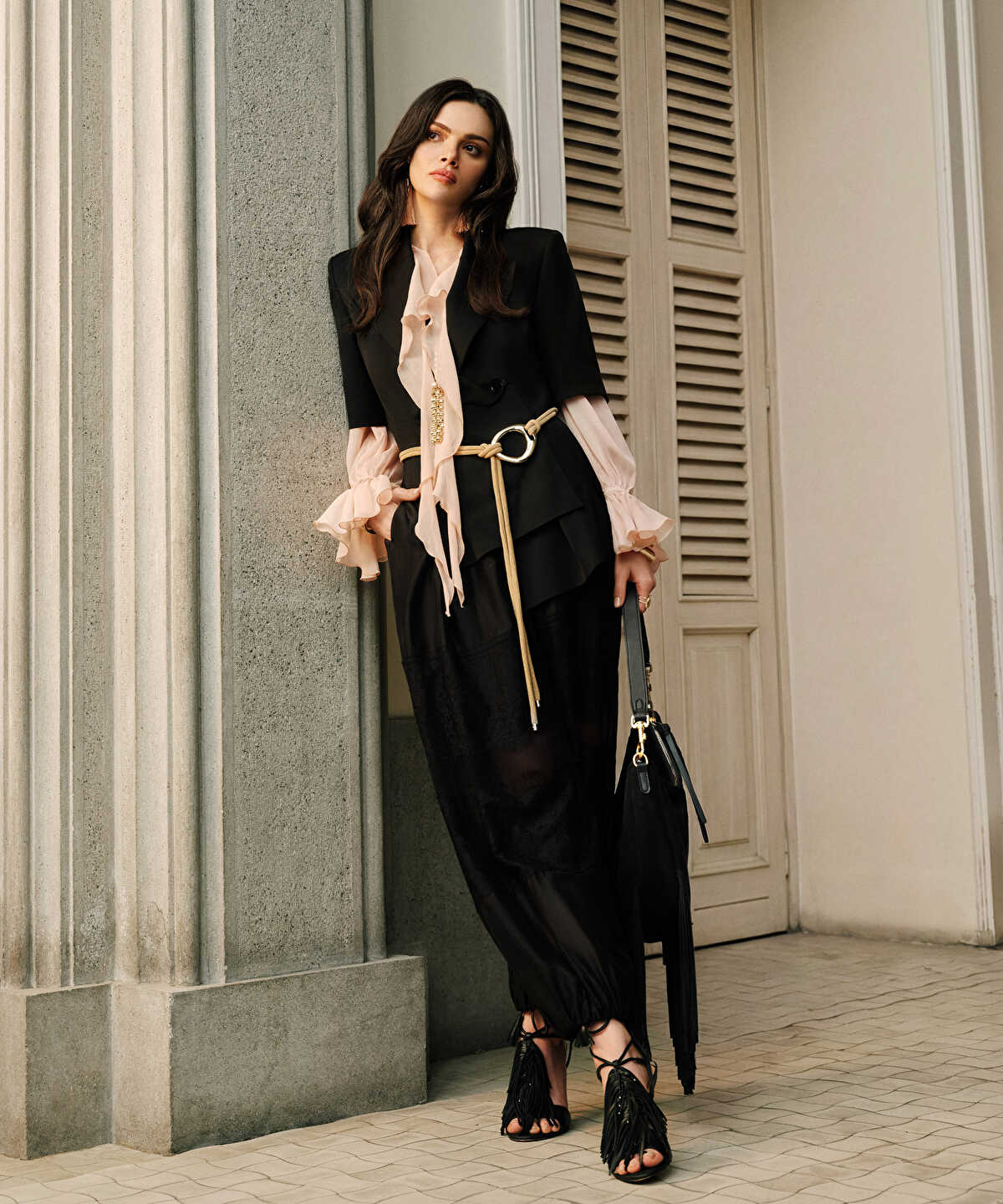 Lace-Trimmed Balloon Trousers
