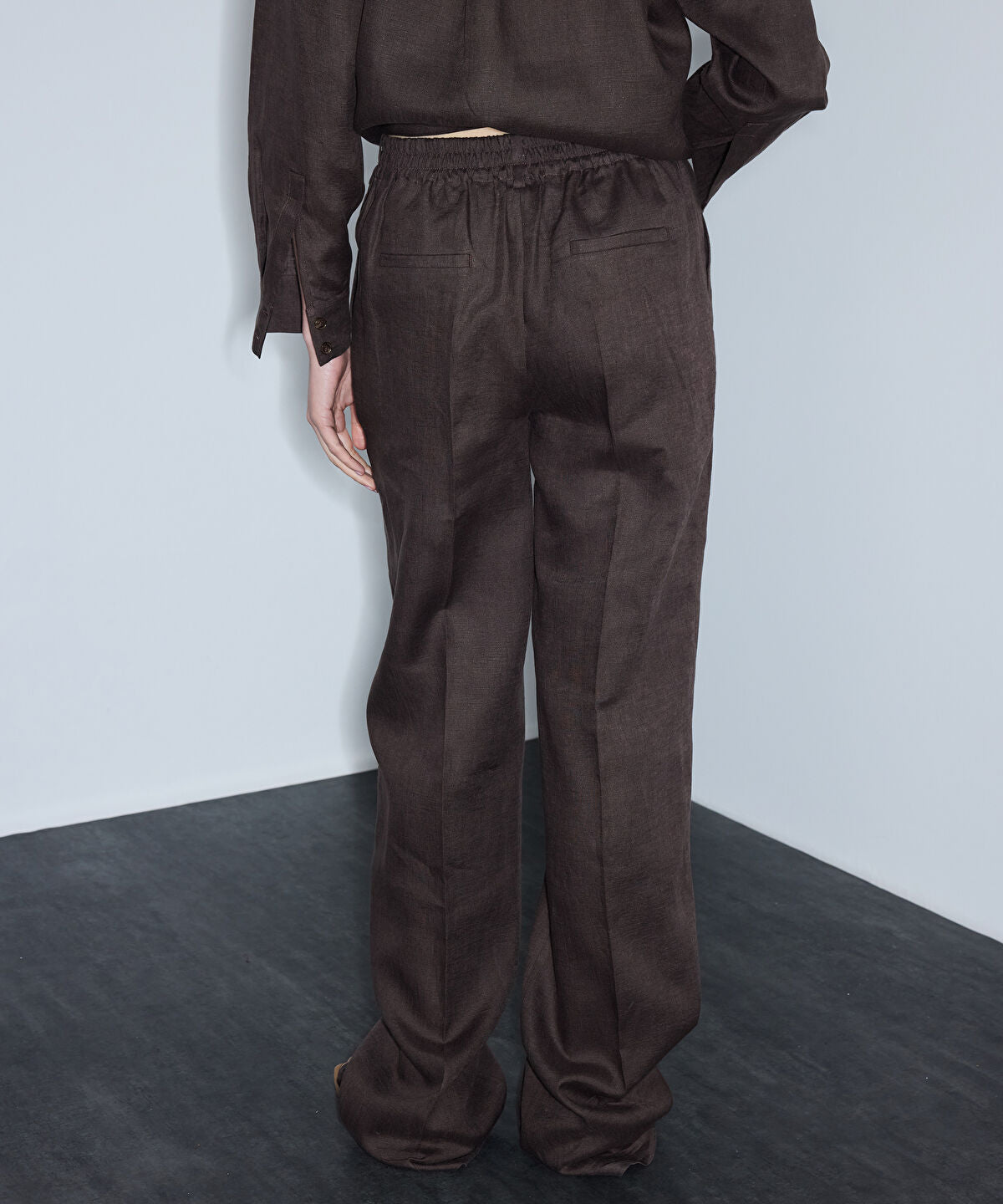 Belted Linen Wide-Leg Trousers