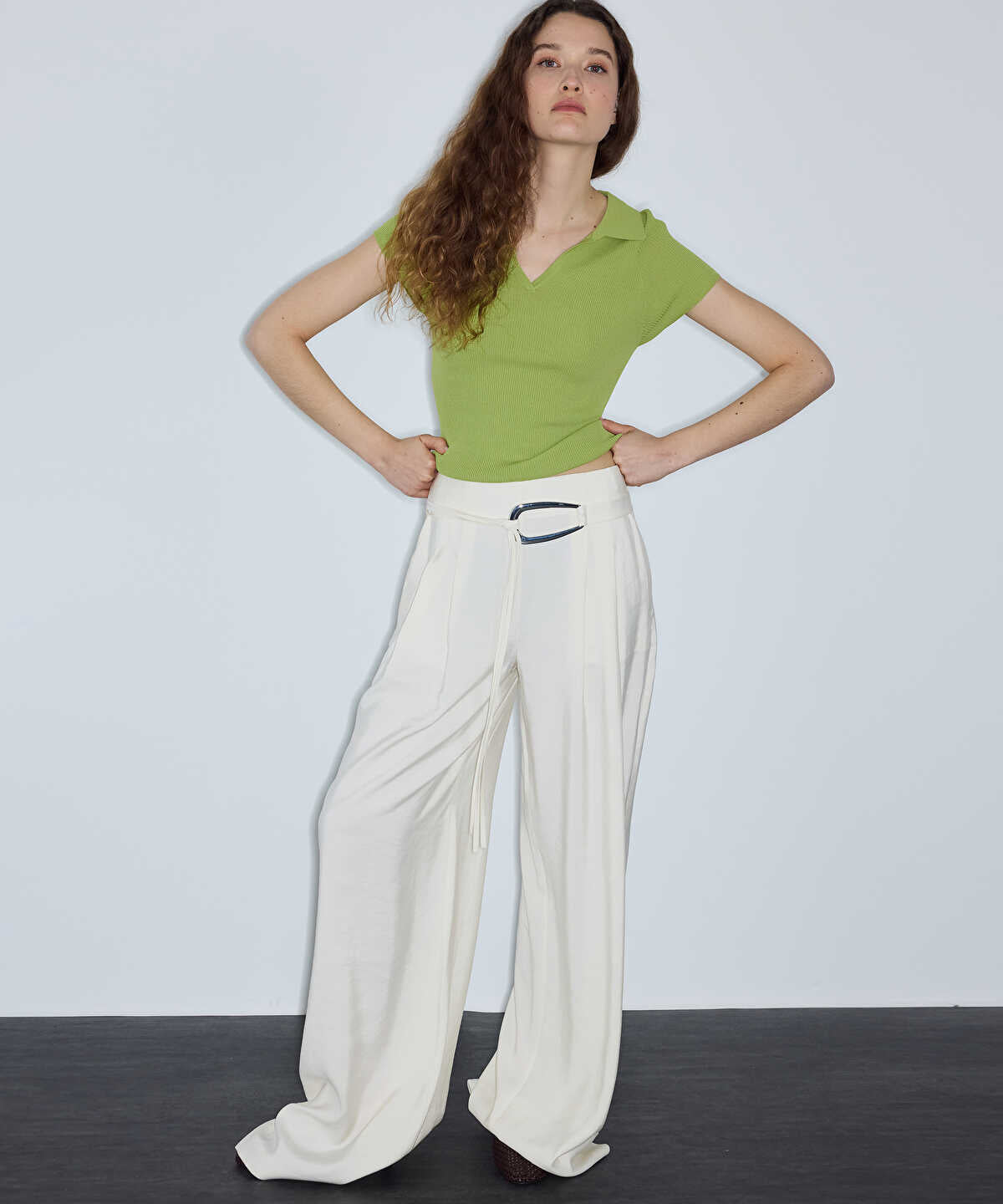Wide-Leg Trousers with Belt