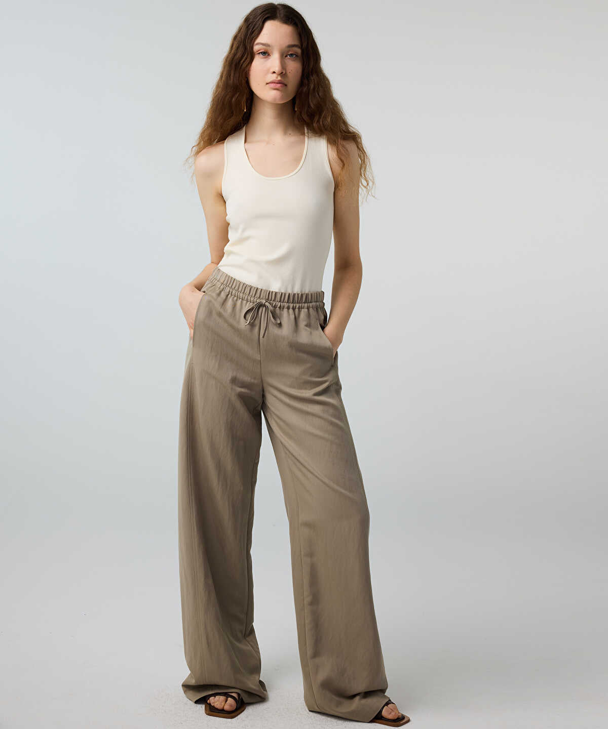 Tie-Waist Wide-Leg Trousers