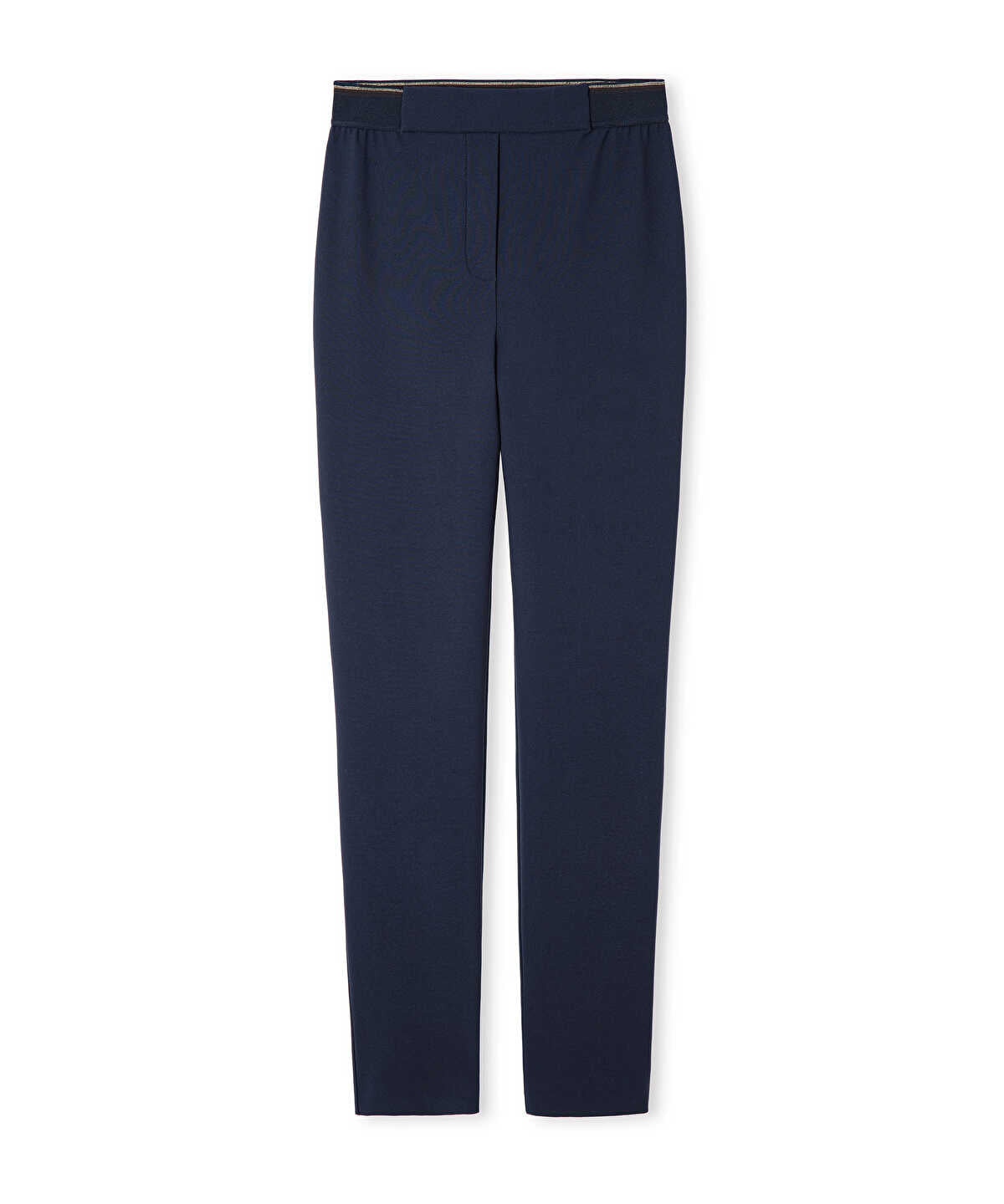 Lurex-Waisted Skinny Trousers