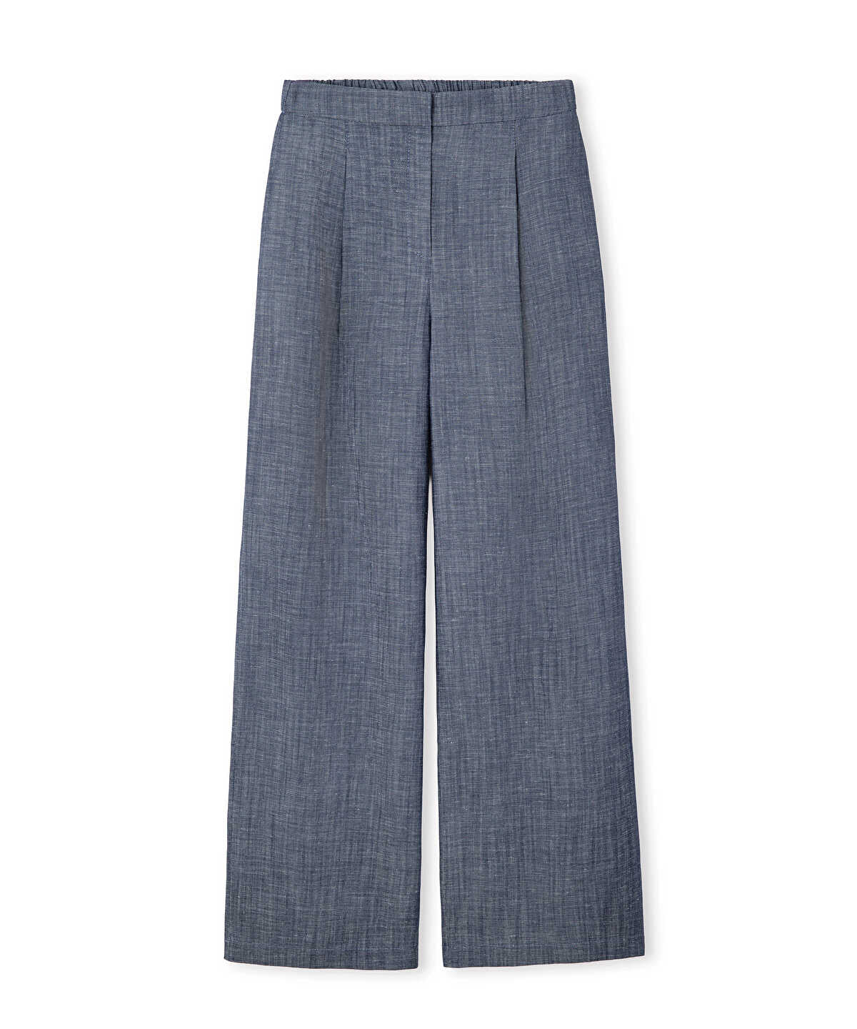Denim-Effect Wide-Leg Trousers