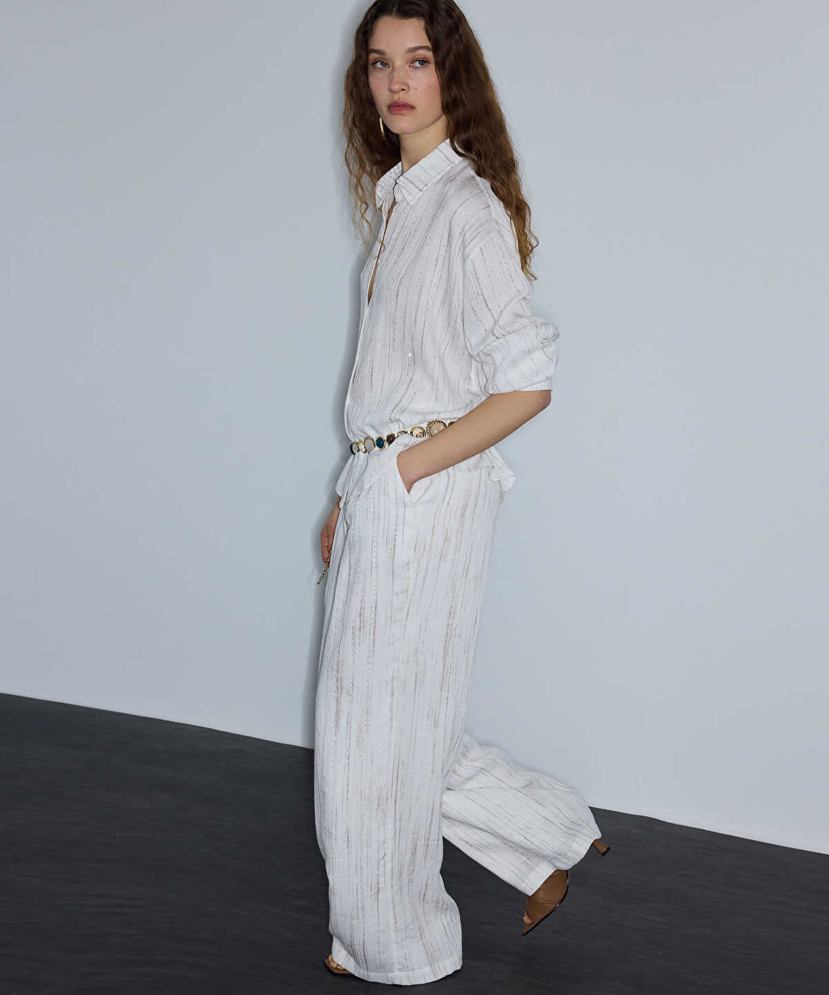 Embellished Wide-Leg Trousers