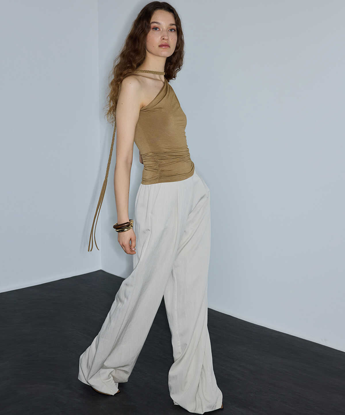 Pleated Wide-Leg Trousers