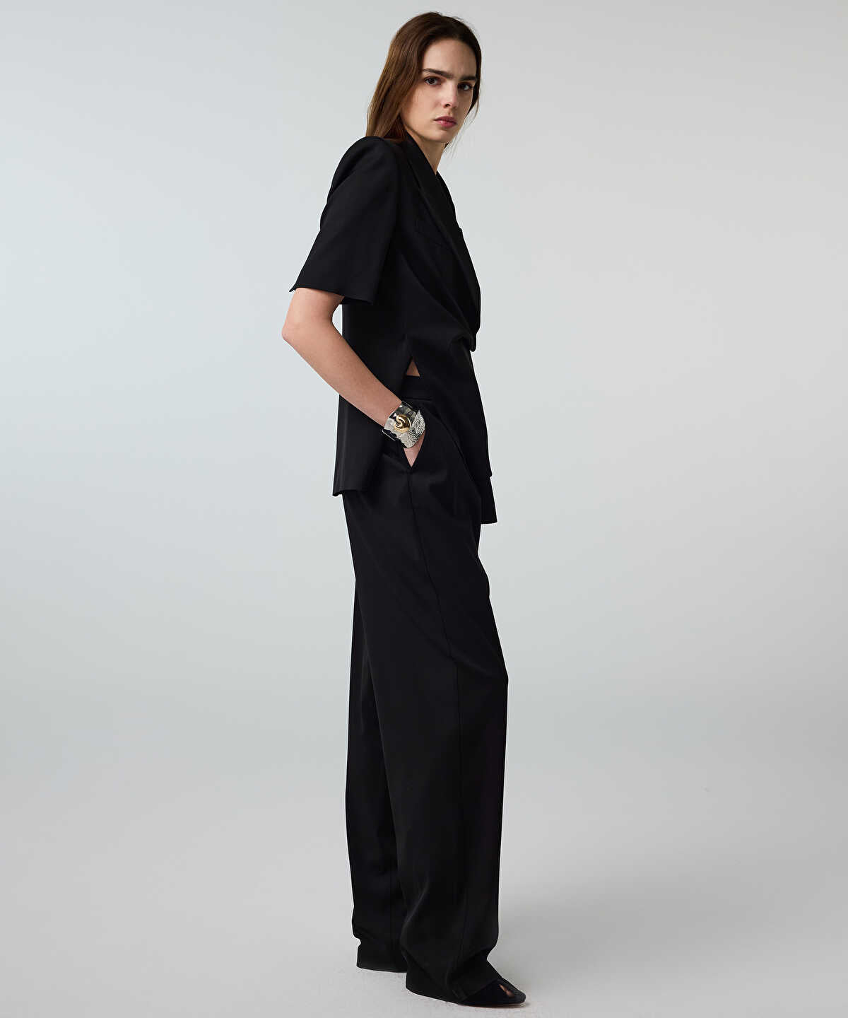 Viscose-Blend Wide-Leg Trousers