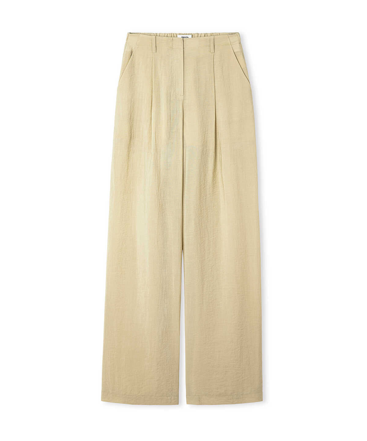 Belted Crinkle-Effect Trousers