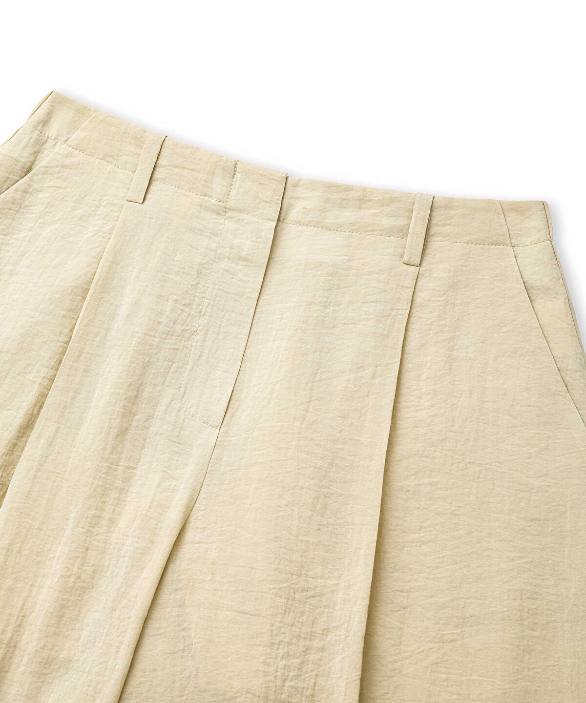 Belted Crinkle-Effect Trousers