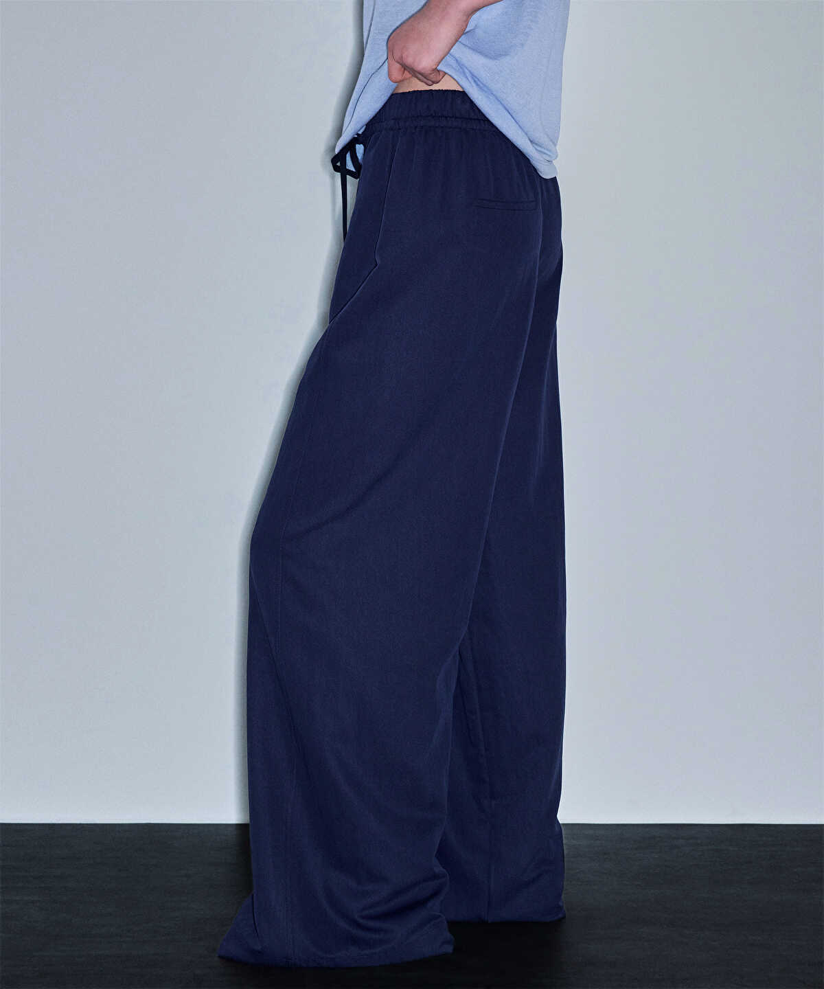 Elastic Waist Wide-Leg Trousers