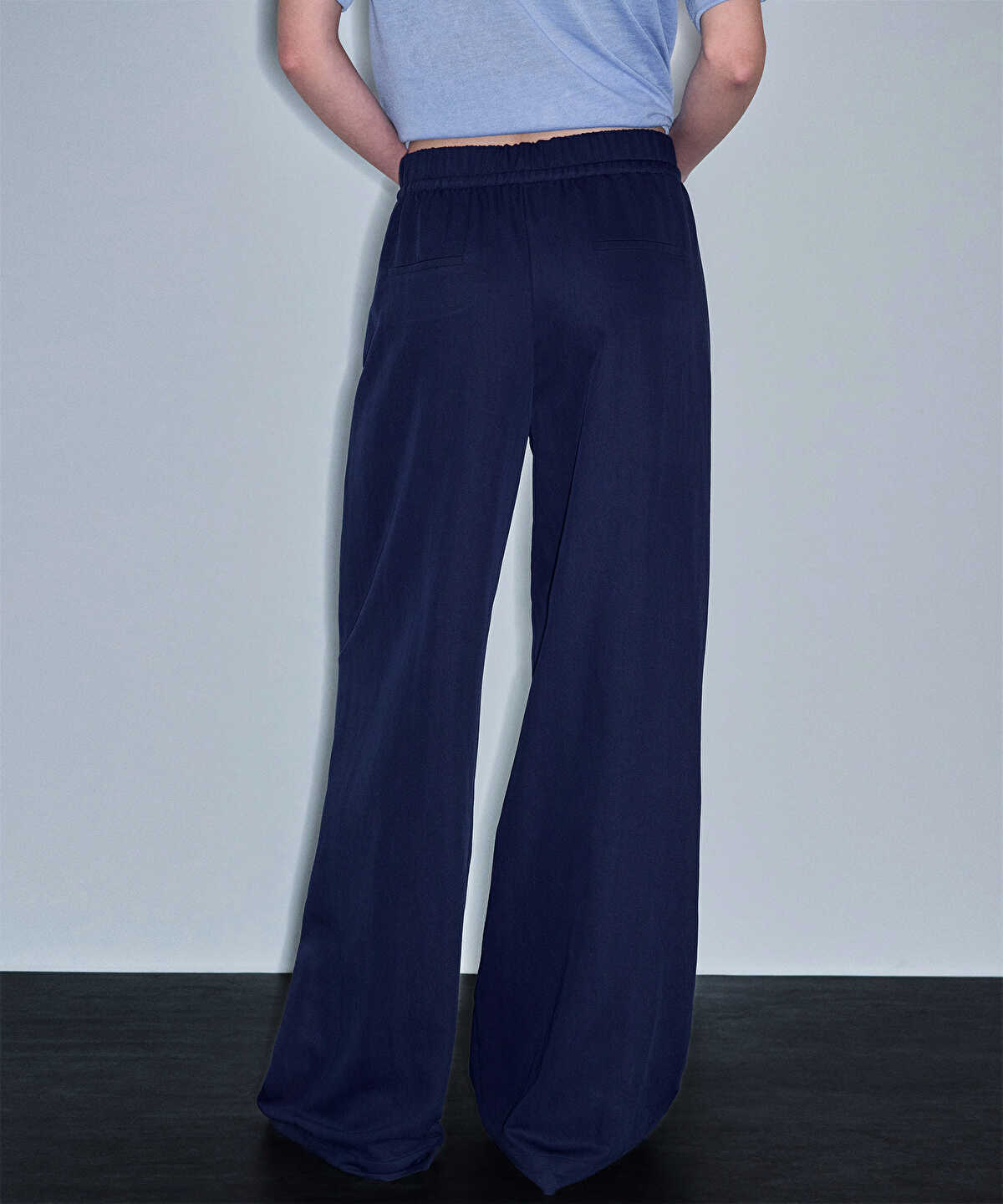 Elastic Waist Wide-Leg Trousers