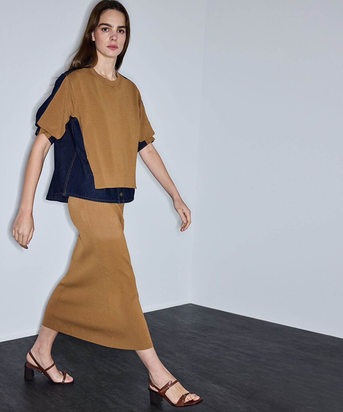 Belted Combination Skirt