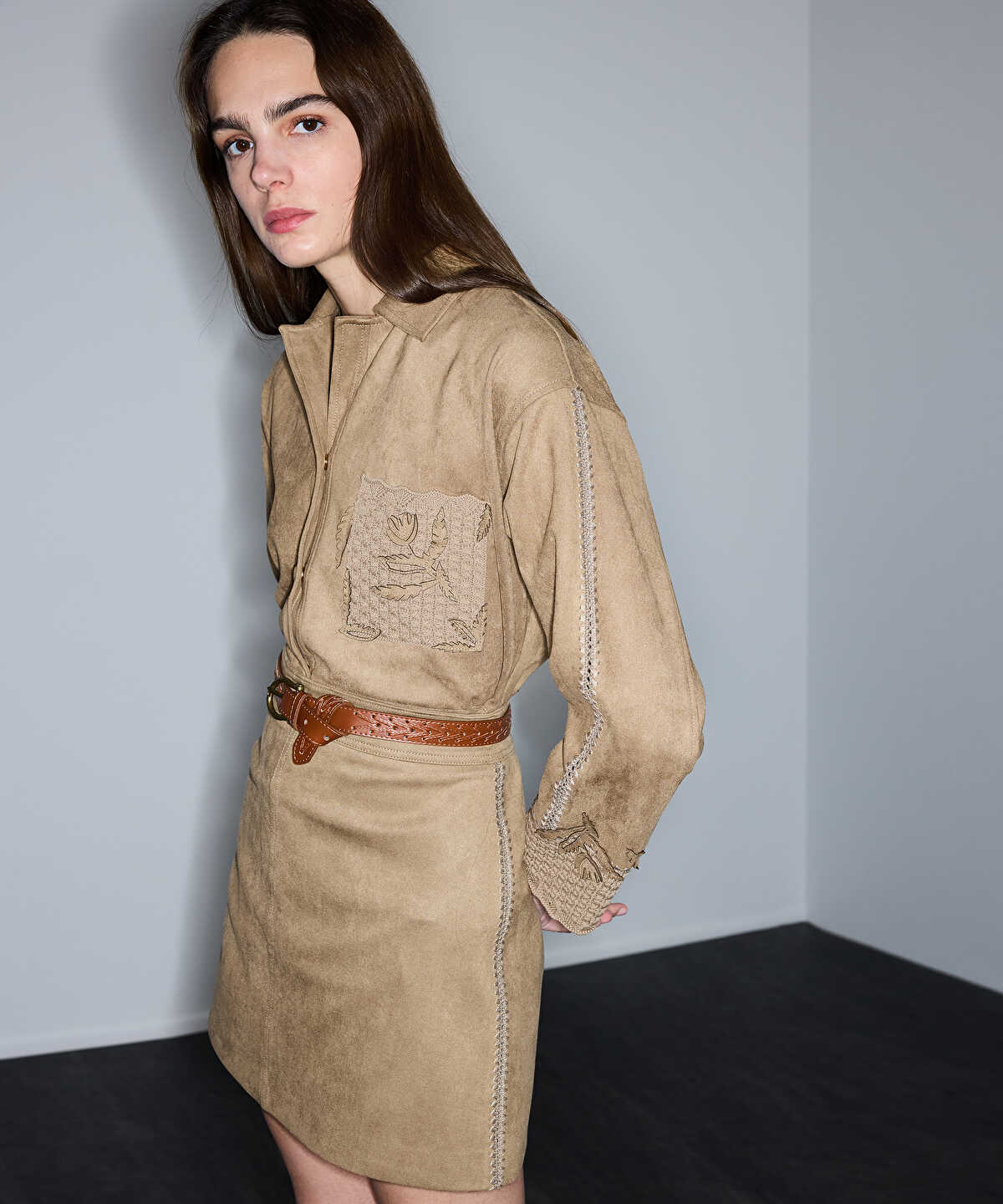 Suede-Effect Skirt