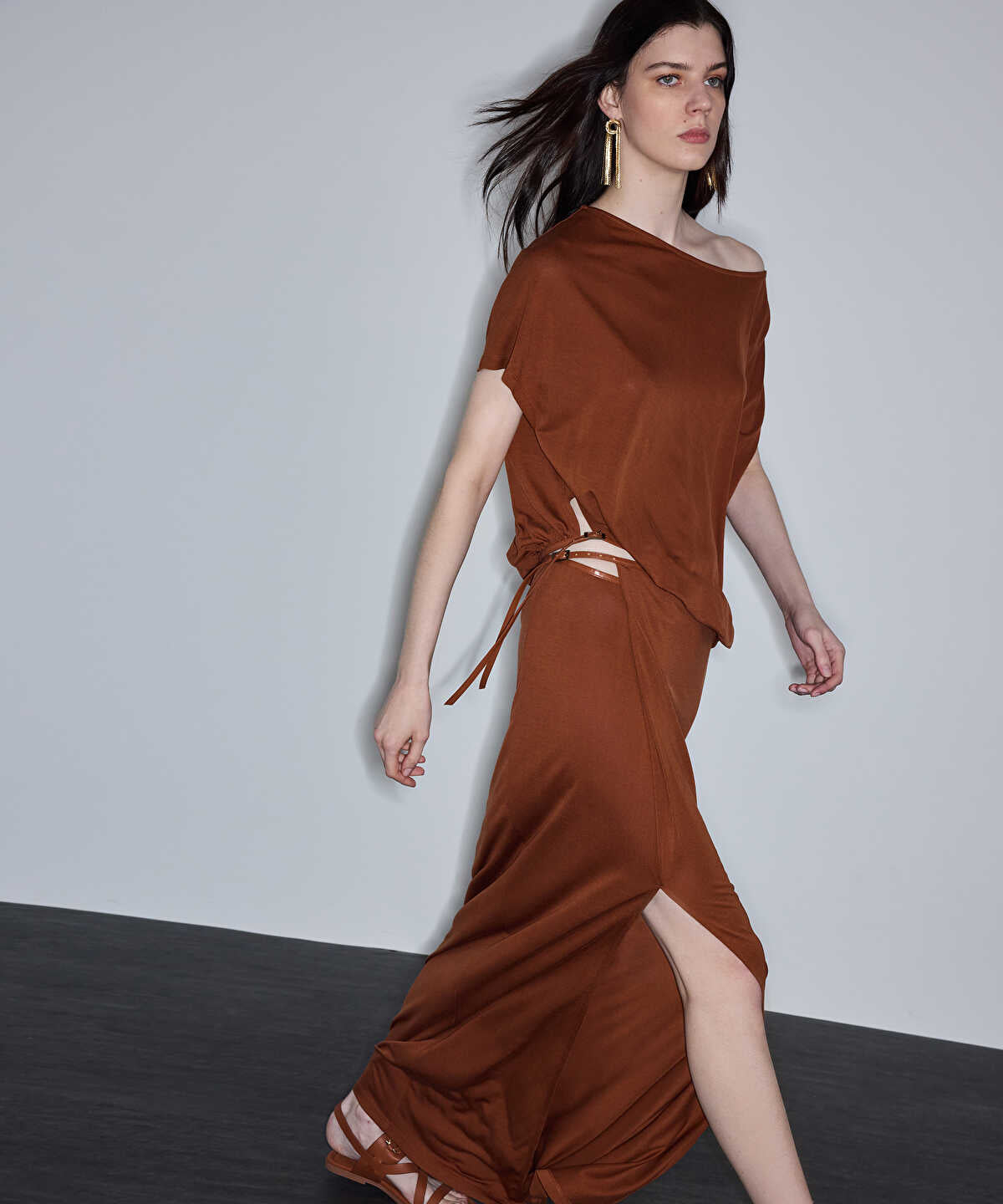 Contrast Trim Maxi Skirt