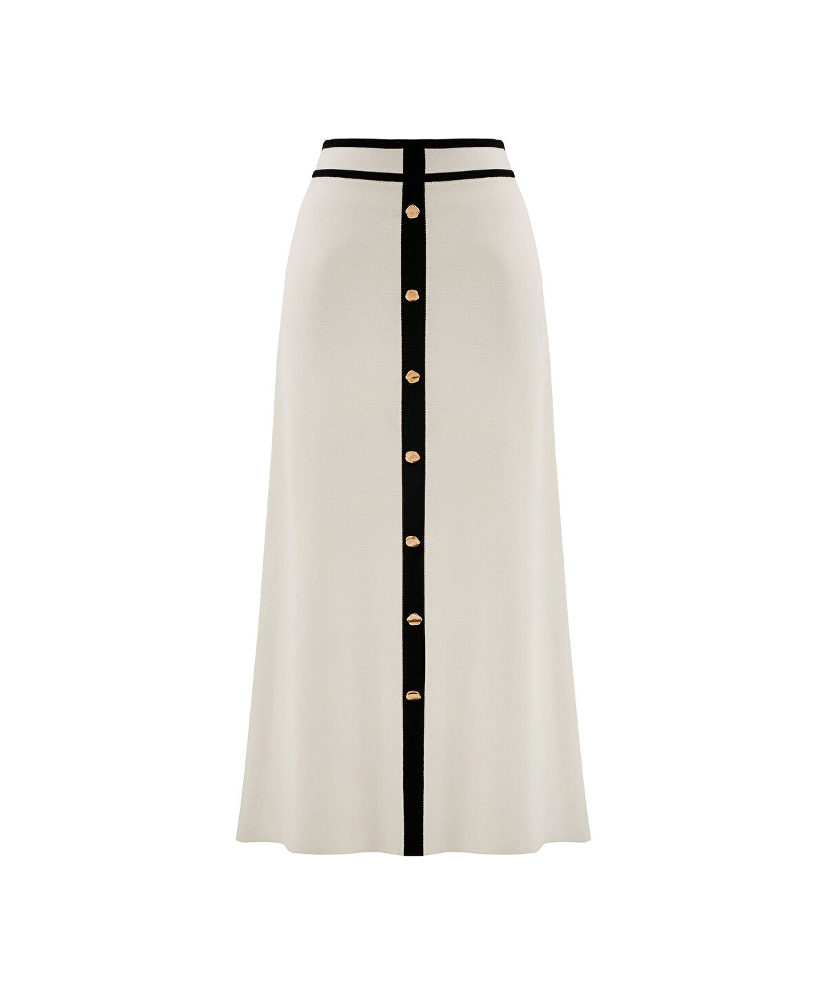 Contrast Trim Knit Midi Skirt
