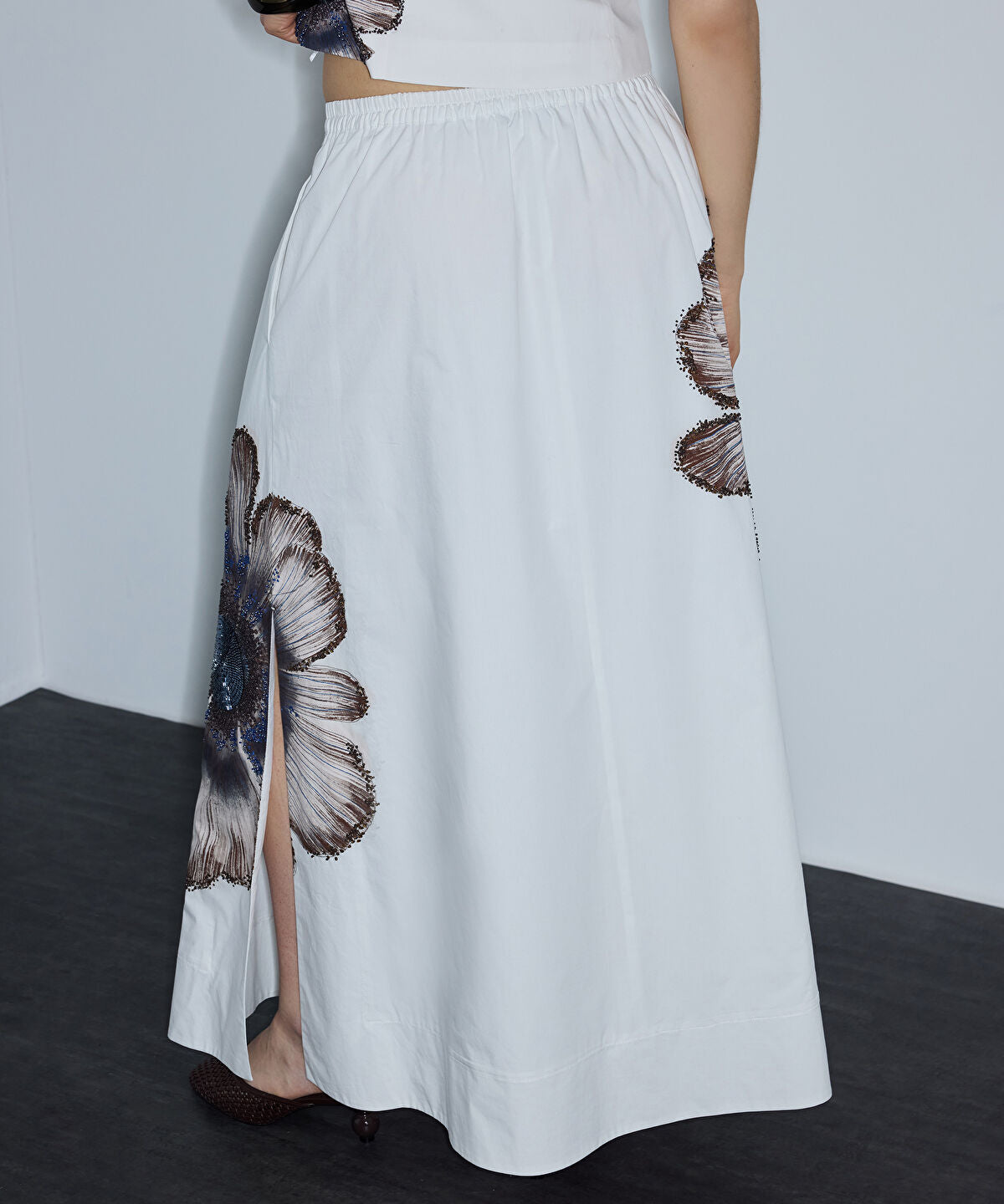 Beaded Floral Maxi Skirt