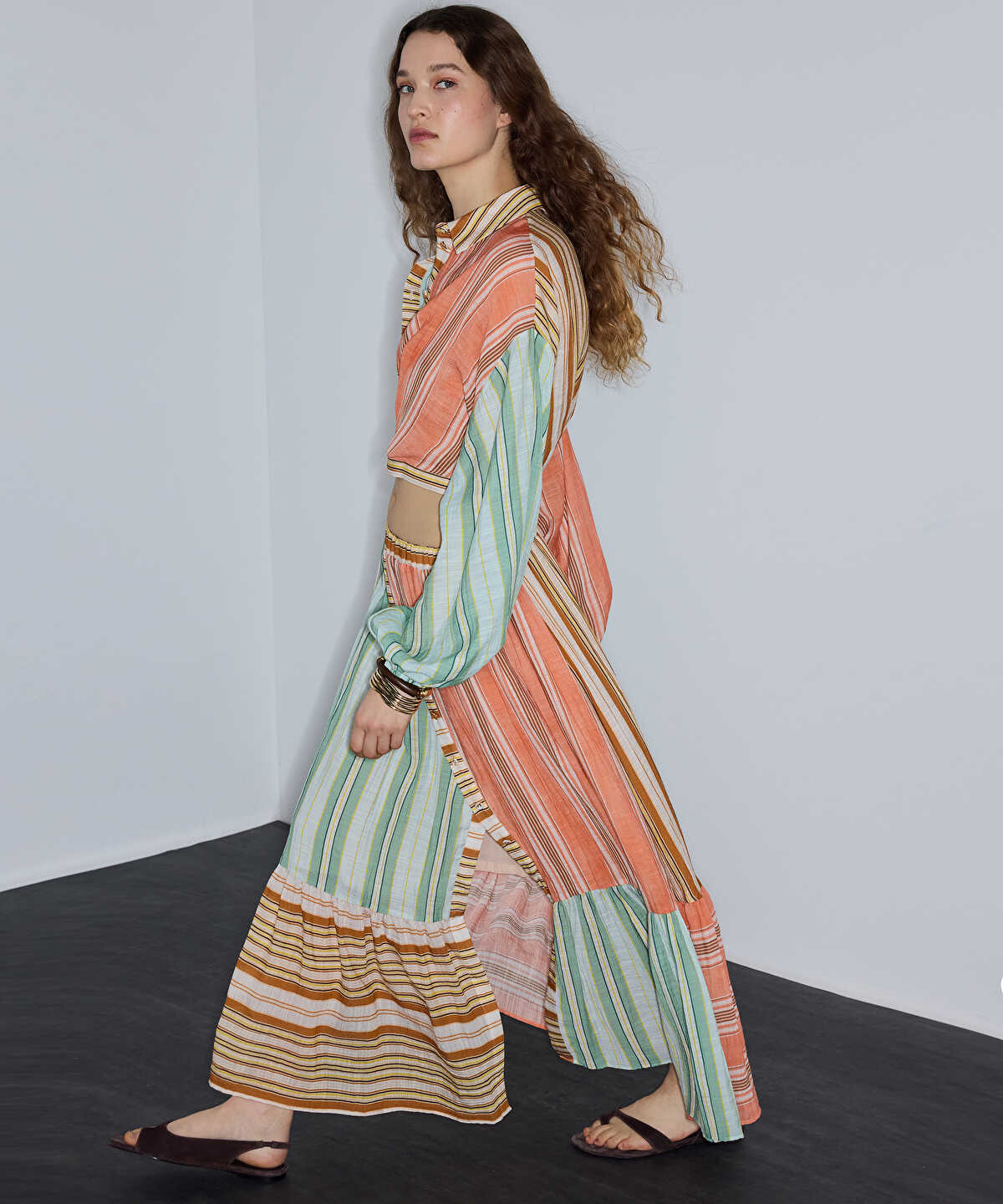 Color-Block Striped Skirt