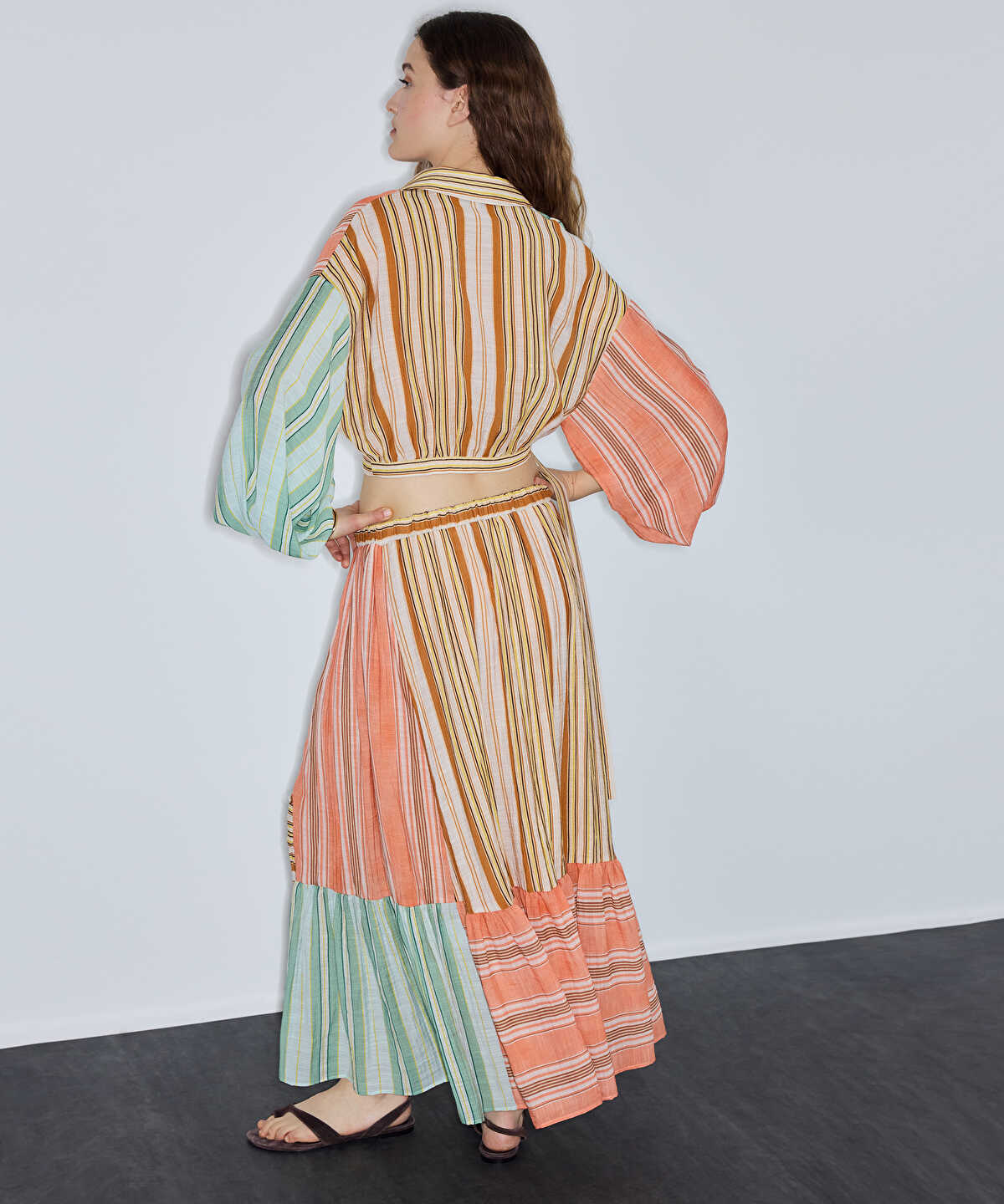 Color-Block Striped Skirt