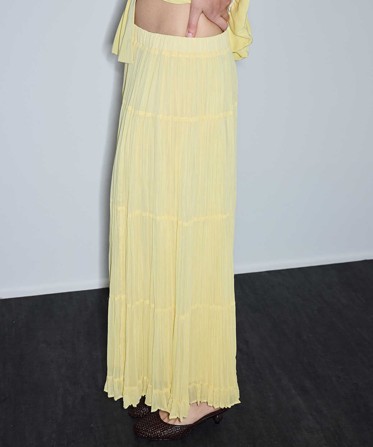 Pleated Chiffon Maxi Skirt