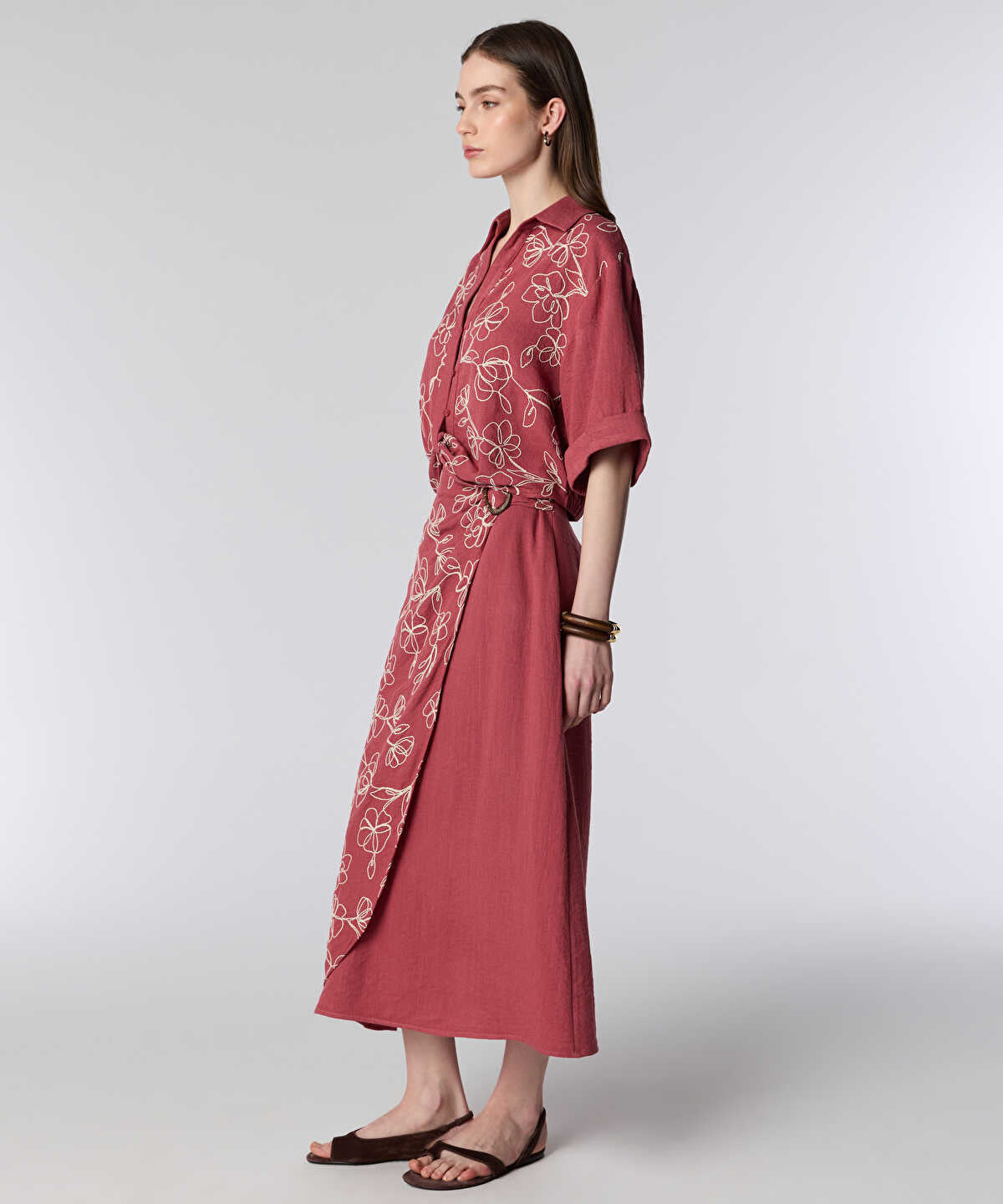 Embroidered Wrap Skirt