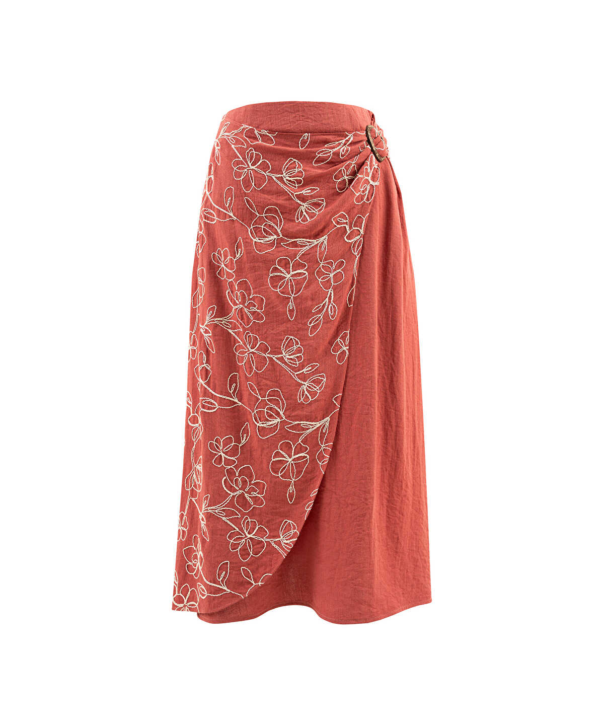 Embroidered Wrap Skirt