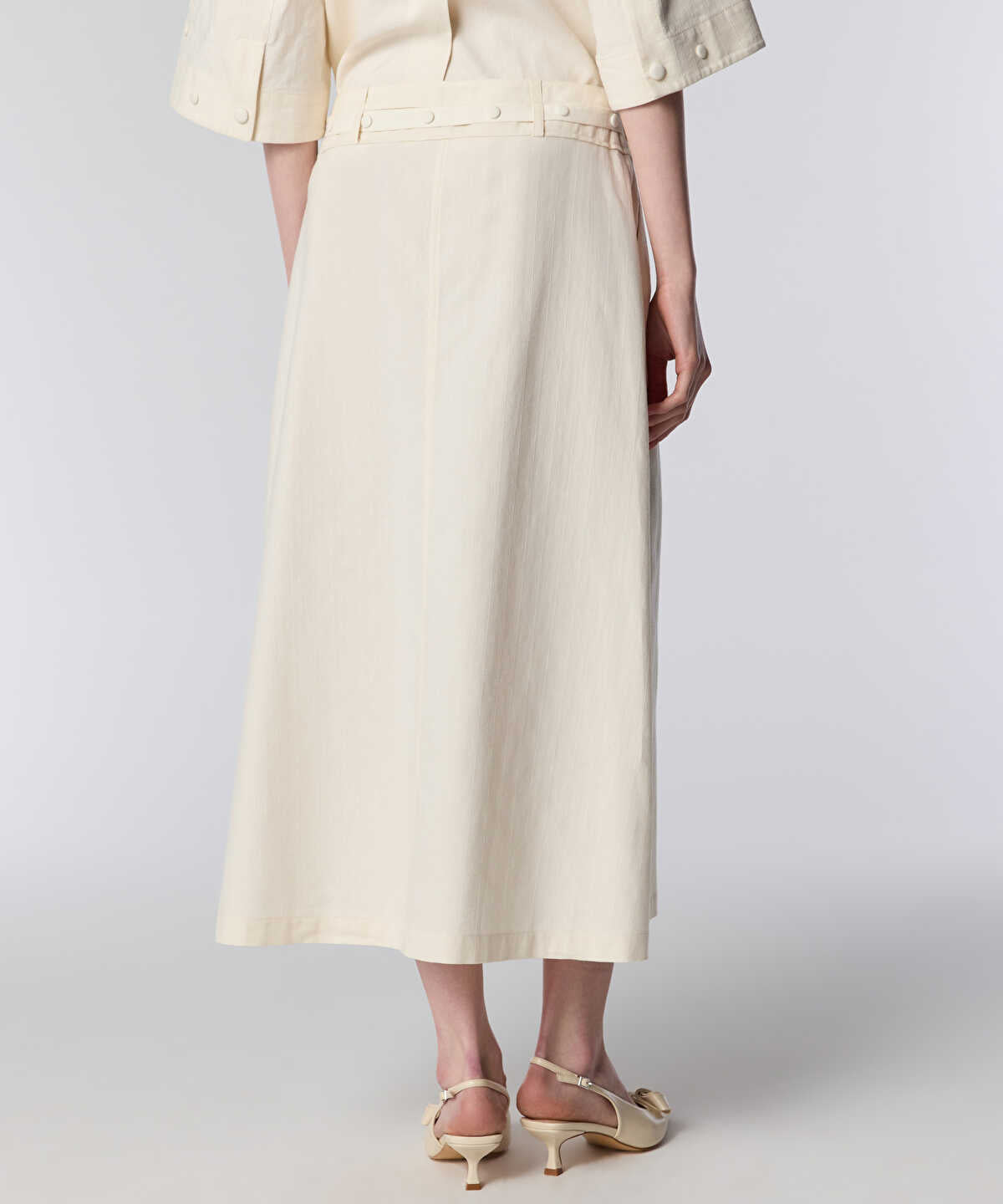 Midi Skirt with Studded Waistband
