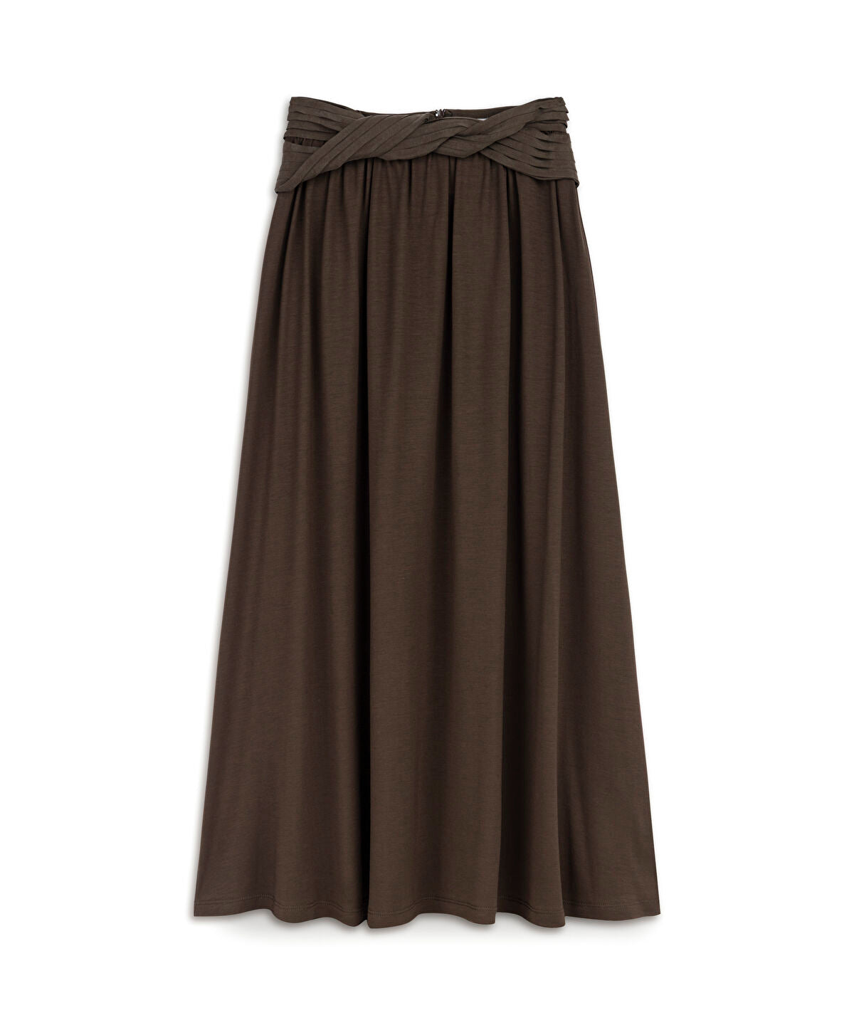 Twisted-Belt Cupro Skirt