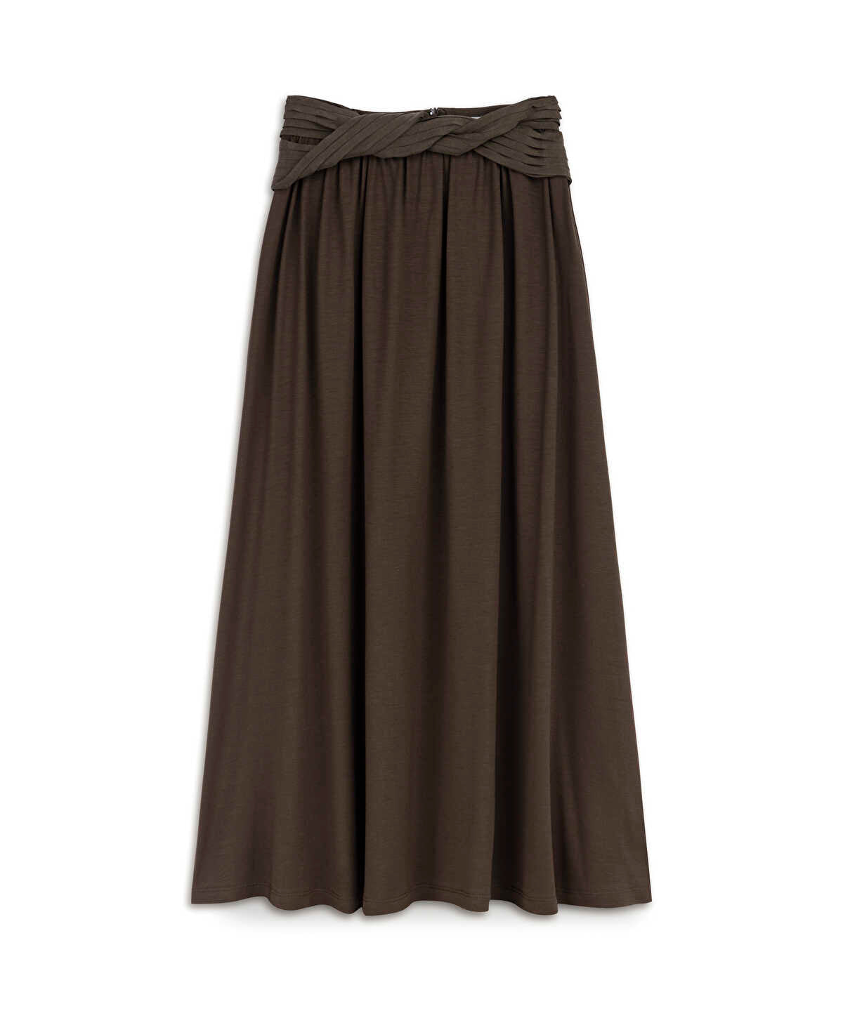 Twisted-Belt Cupro Skirt