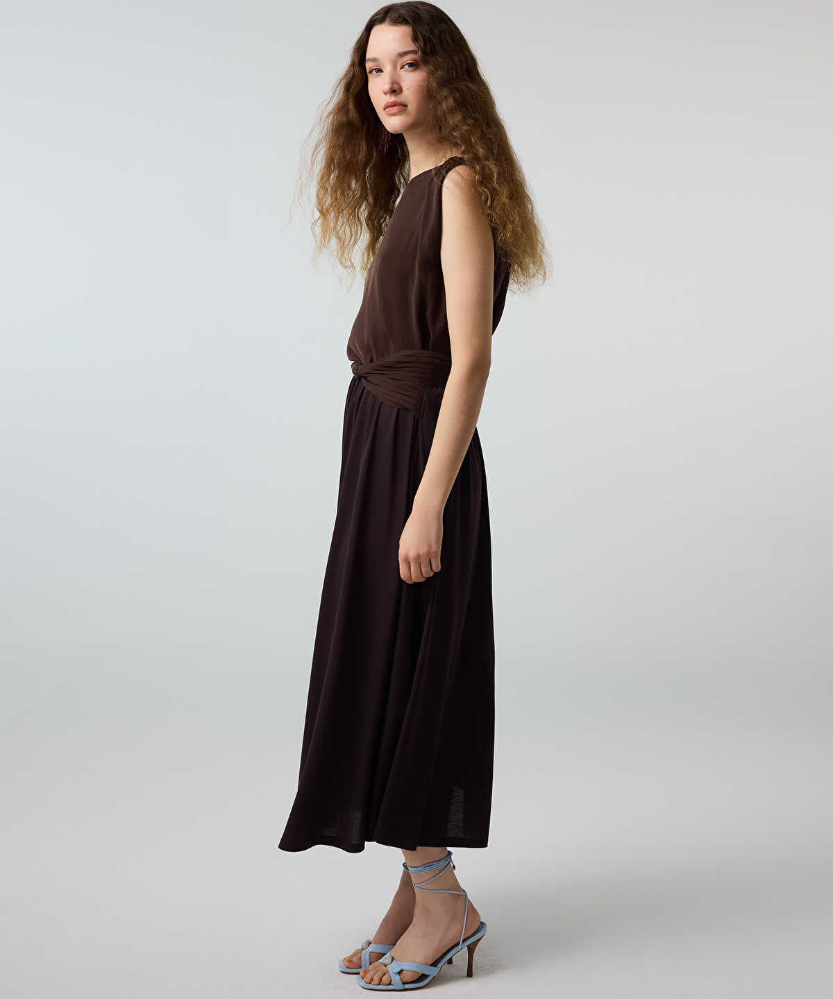 Twisted-Belt Cupro Skirt