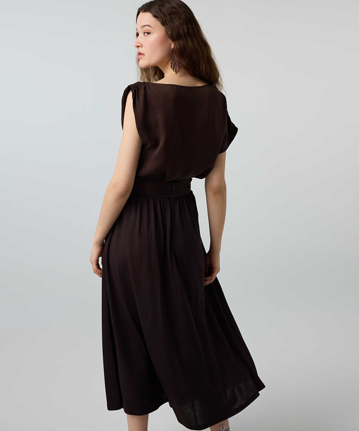 Twisted-Belt Cupro Skirt