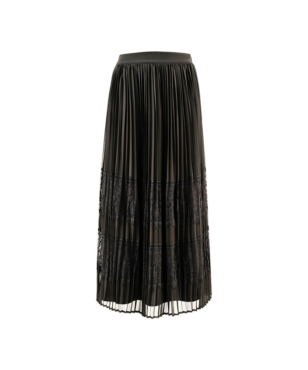 Lace-Trim Pleated Skirt