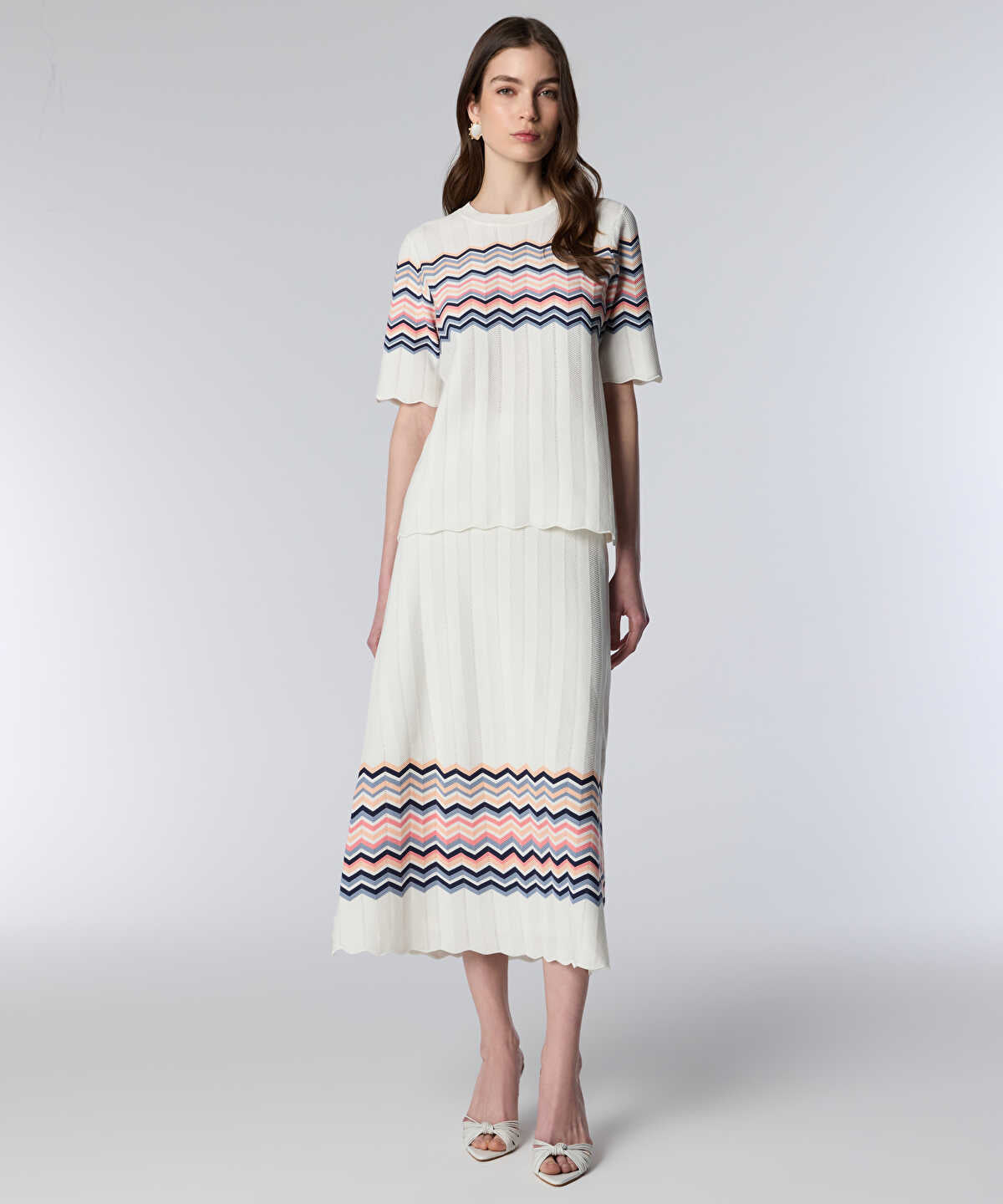 Color-Block Jacquard Knit Skirt