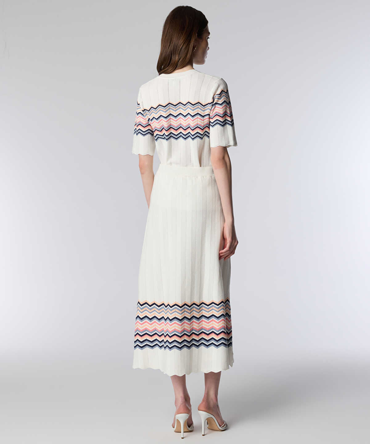 Color-Block Jacquard Knit Skirt
