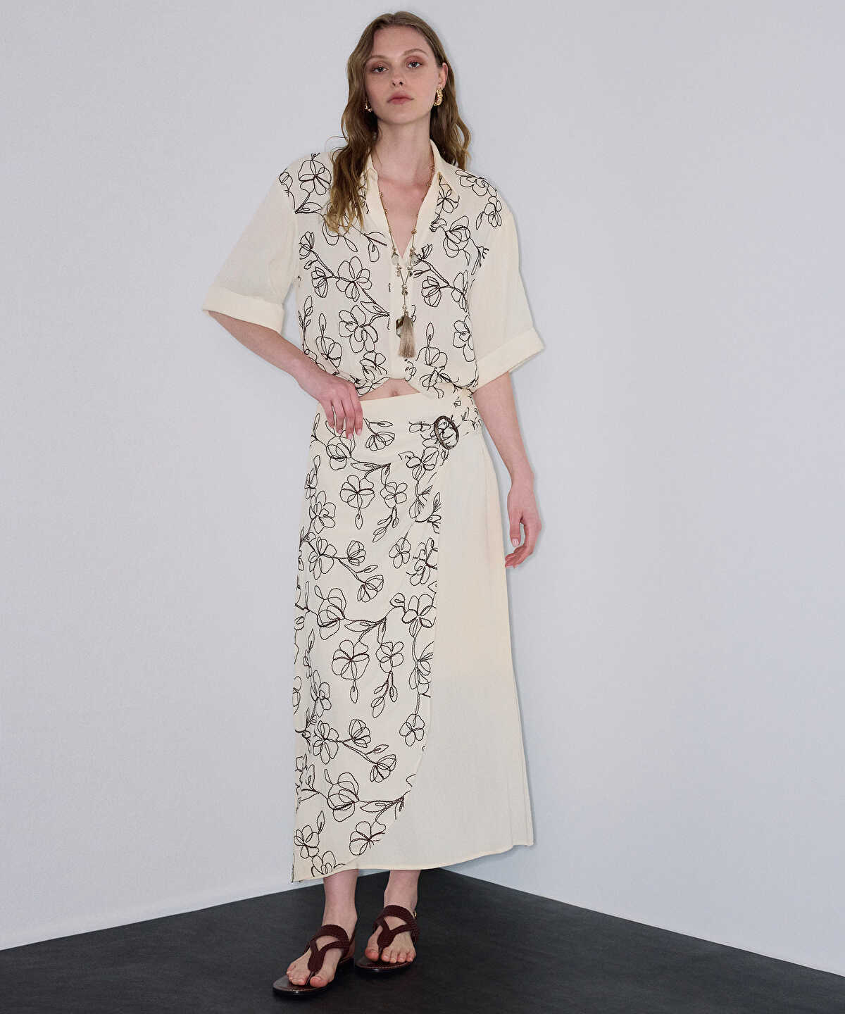 Embroidered A-Line Skirt