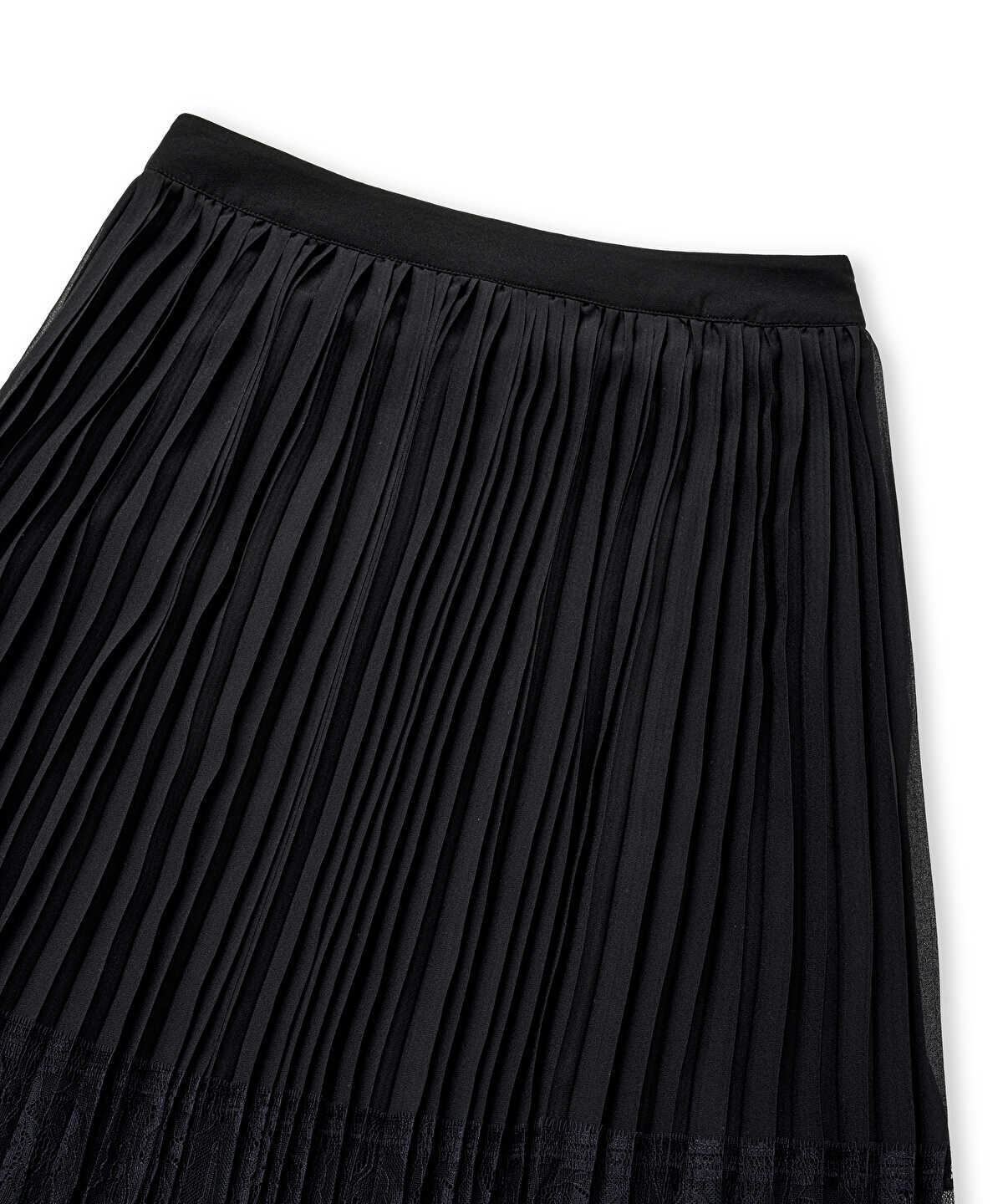Lace-Trim Chiffon Skirt