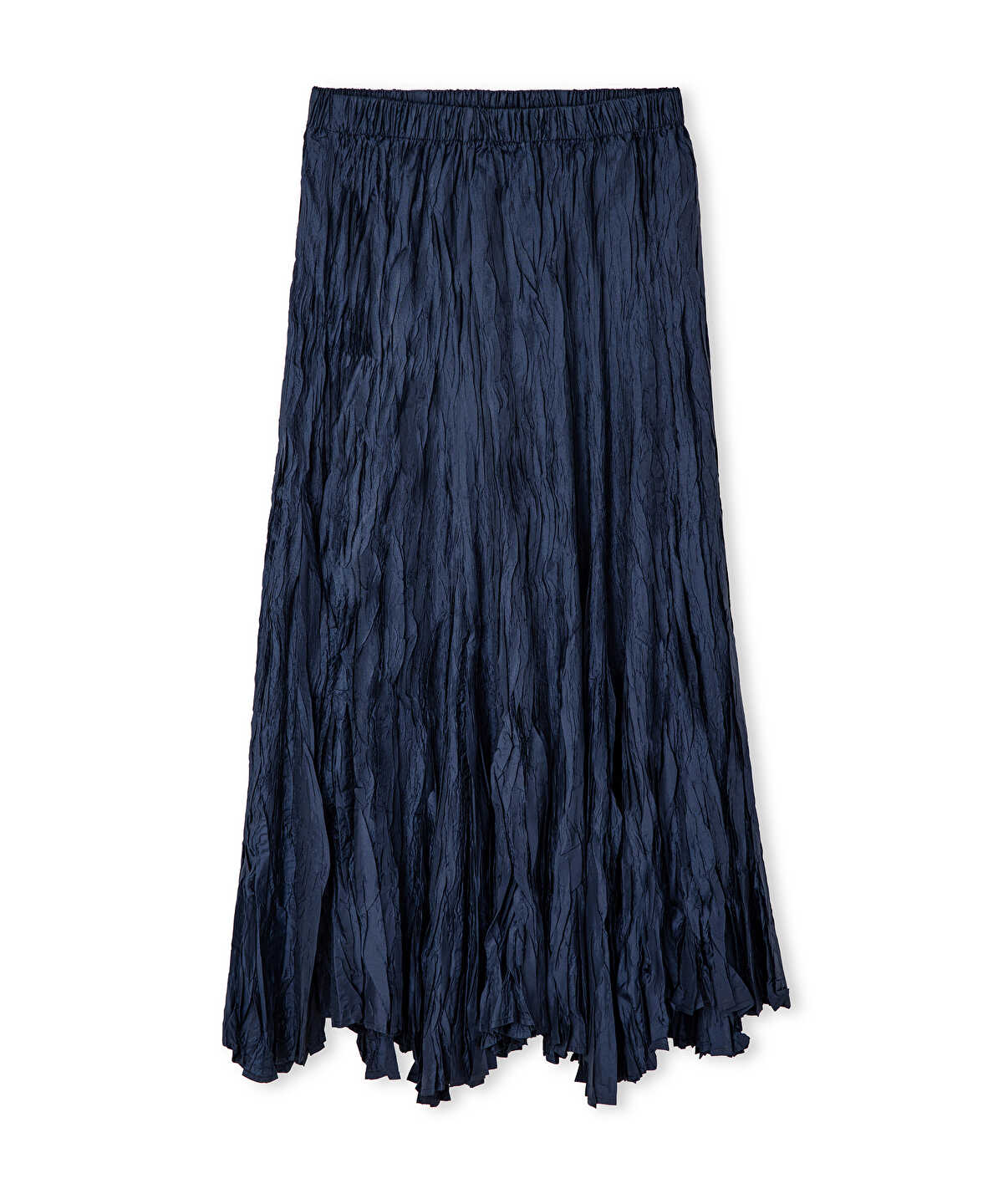 Crinkle-Effect Midi Skirt