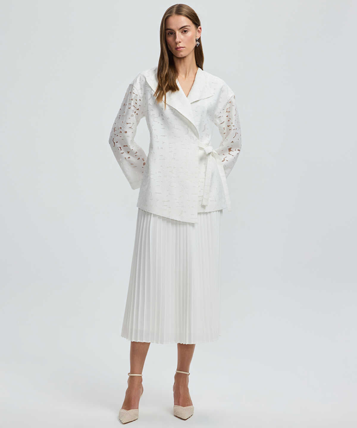 Belted Jacquard Jacket