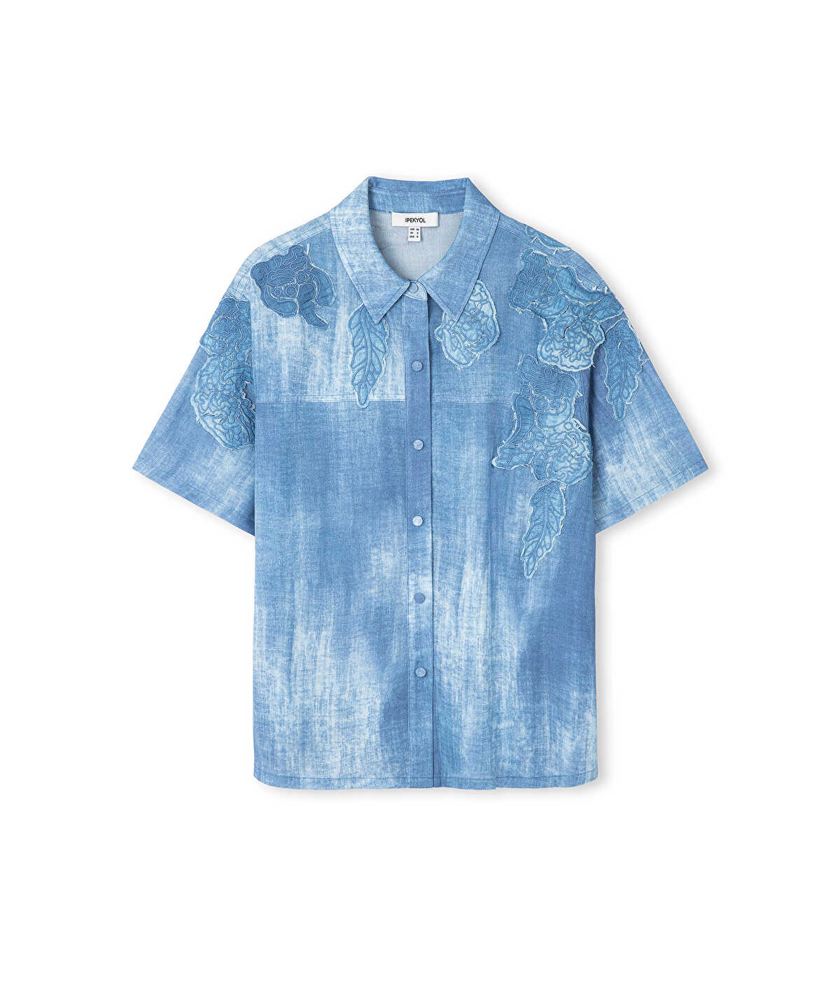 Denim-Print Viscose Jacket