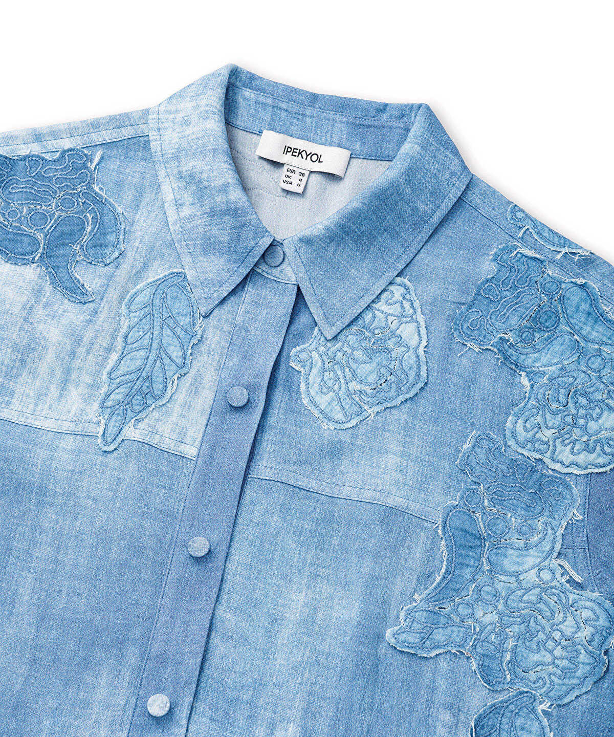 Denim-Print Viscose Jacket