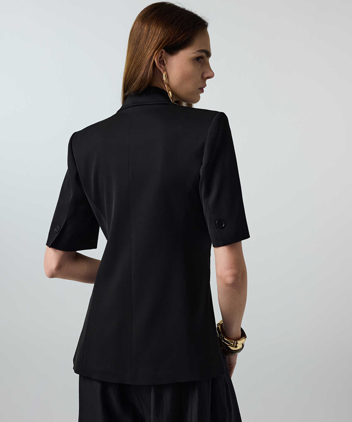 Asymmetric Short Sleeve Blazer