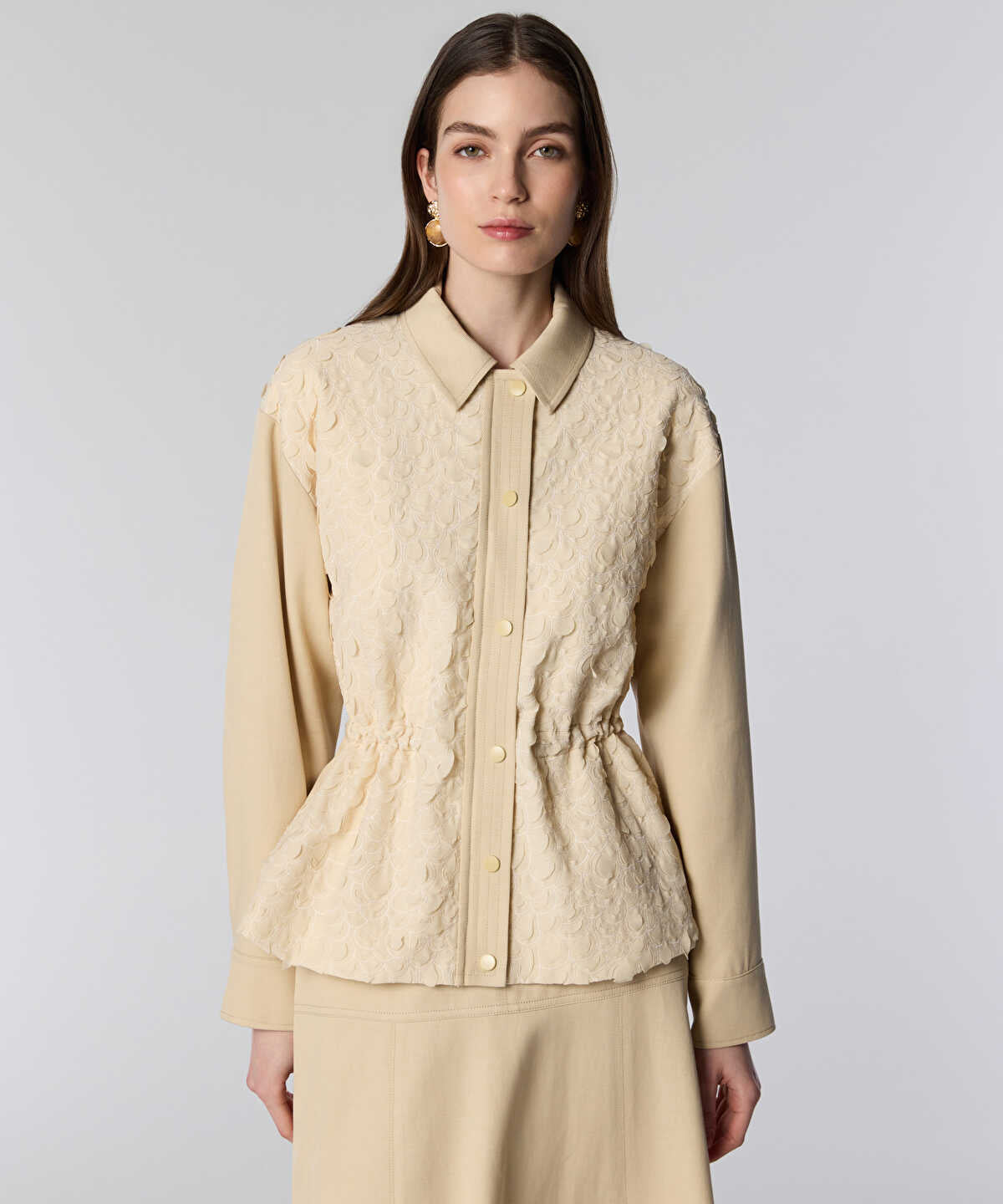 Textured Jacket with Adjustable Waist